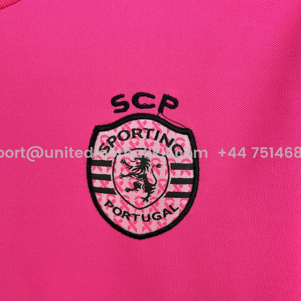 Unitedfootballkit.com | Sporting CP Portugal 24-25 Pink October Kids Kit -Customize Name, Number and Patch | Worldwide Shipping