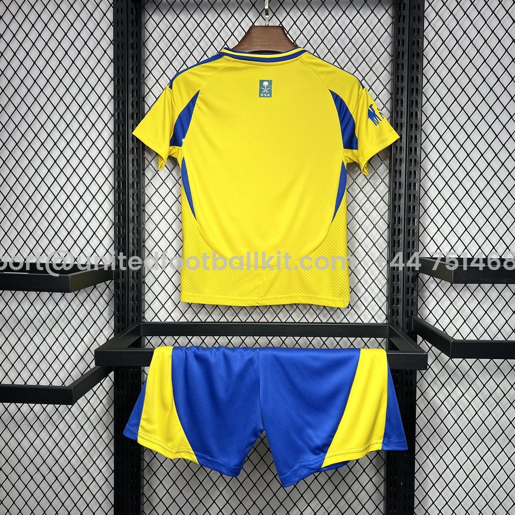 Unitedfootballkit.com | Al Nassr Riyadh Victory 24-25 Home Stadium Kids Kit -Customize Name, Number and Patch | Worldwide Shipping