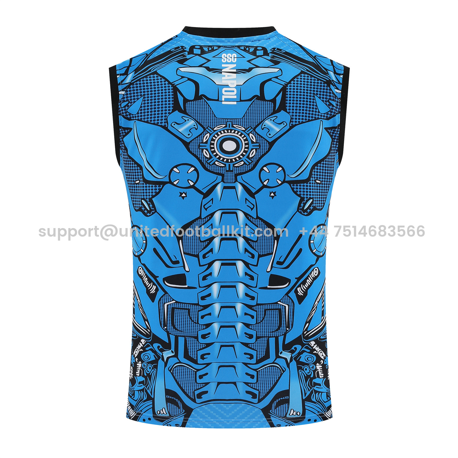 Unitedfootballkit.com | Napoli 25-26 Vest Training Set - Blue Mecha Vest & Black Shorts -Customize Name, Number and Patch | Worldwide Shipping
