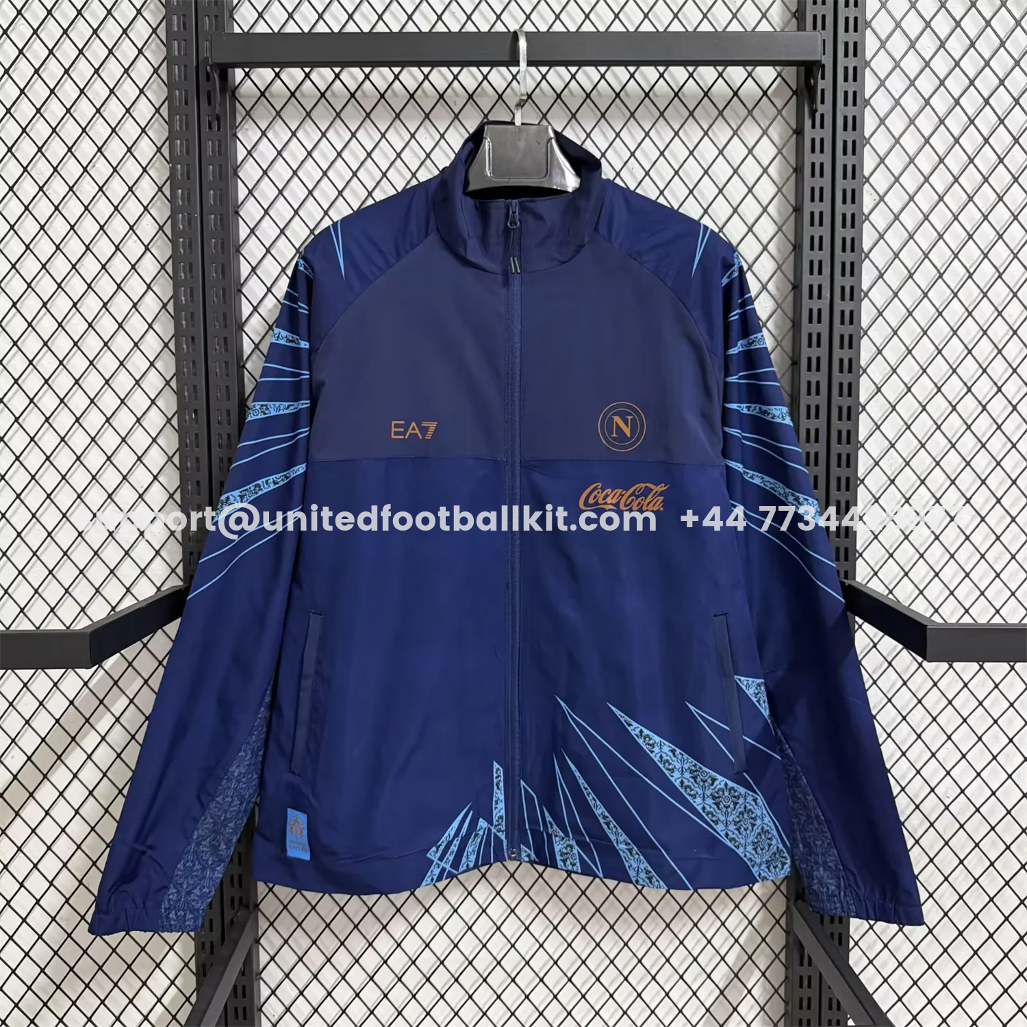 Unitedfootballkit.com | Napoli 25-26 Cocacola Windbreaker Jacket - Dark Blue -Customize Name, Number and Patch | Worldwide Shipping