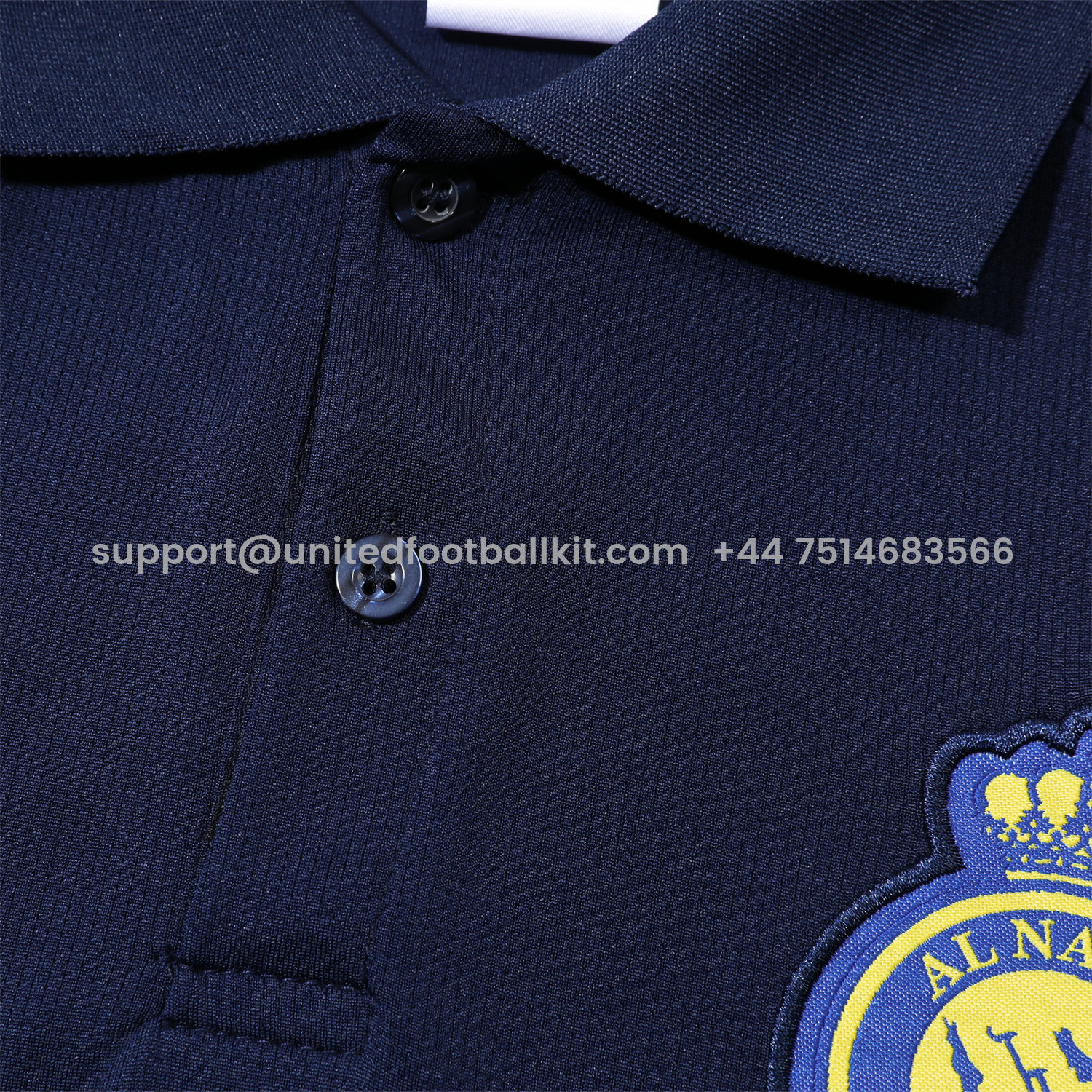 Unitedfootballkit.com | Al Nassr Riyadh Victory 25-26 POLO Short-Sleeve Training Set - Deep Blue Top and Pants -Customize Name, Number and Patch | Worldwide Shipping
