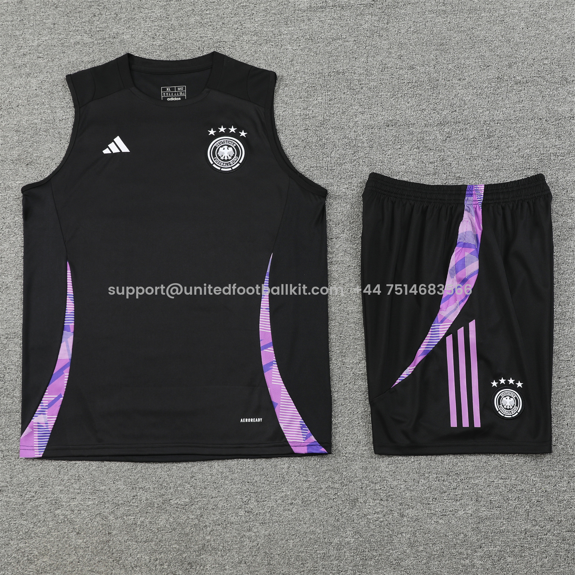 Unitedfootballkit.com | Germany 24-25 Training Vest Suit - Black -Customize Name, Number and Patch | Worldwide Shipping