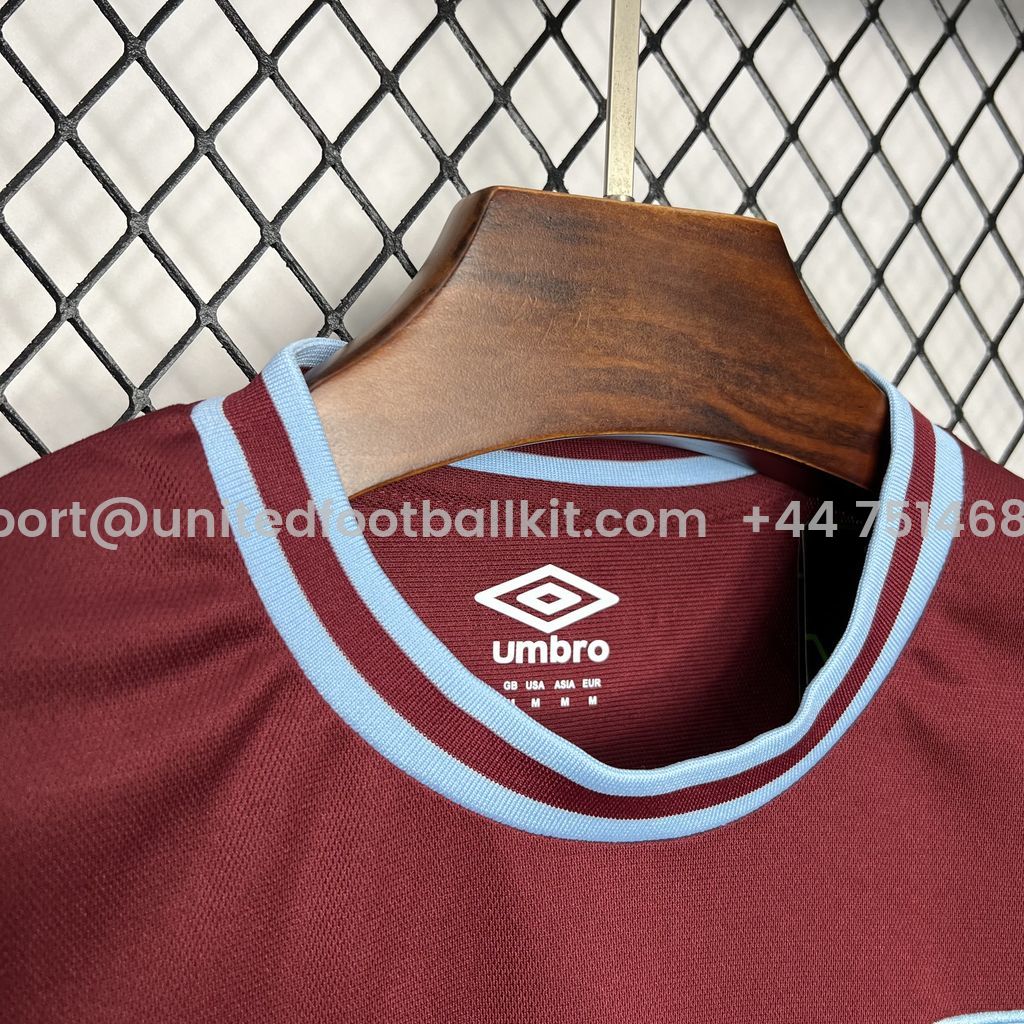 Unitedfootballkit.com | West Ham United 24-25 Home Stadium Jersey - Fans Version -Customize Name, Number and Patch | Worldwide Shipping