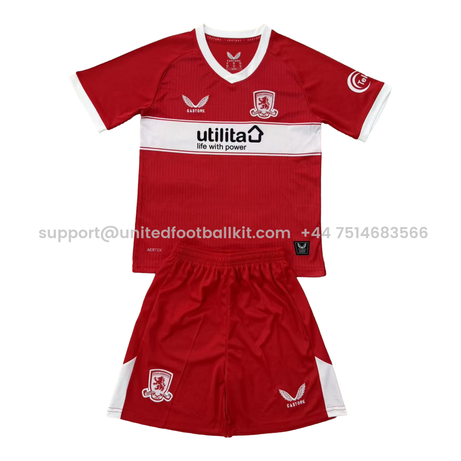 Unitedfootballkit.com | Middlesbrough 25-26 Home Men's Adult Jersey Set - Fans Version -Customize Name, Number and Patch | Worldwide Shipping