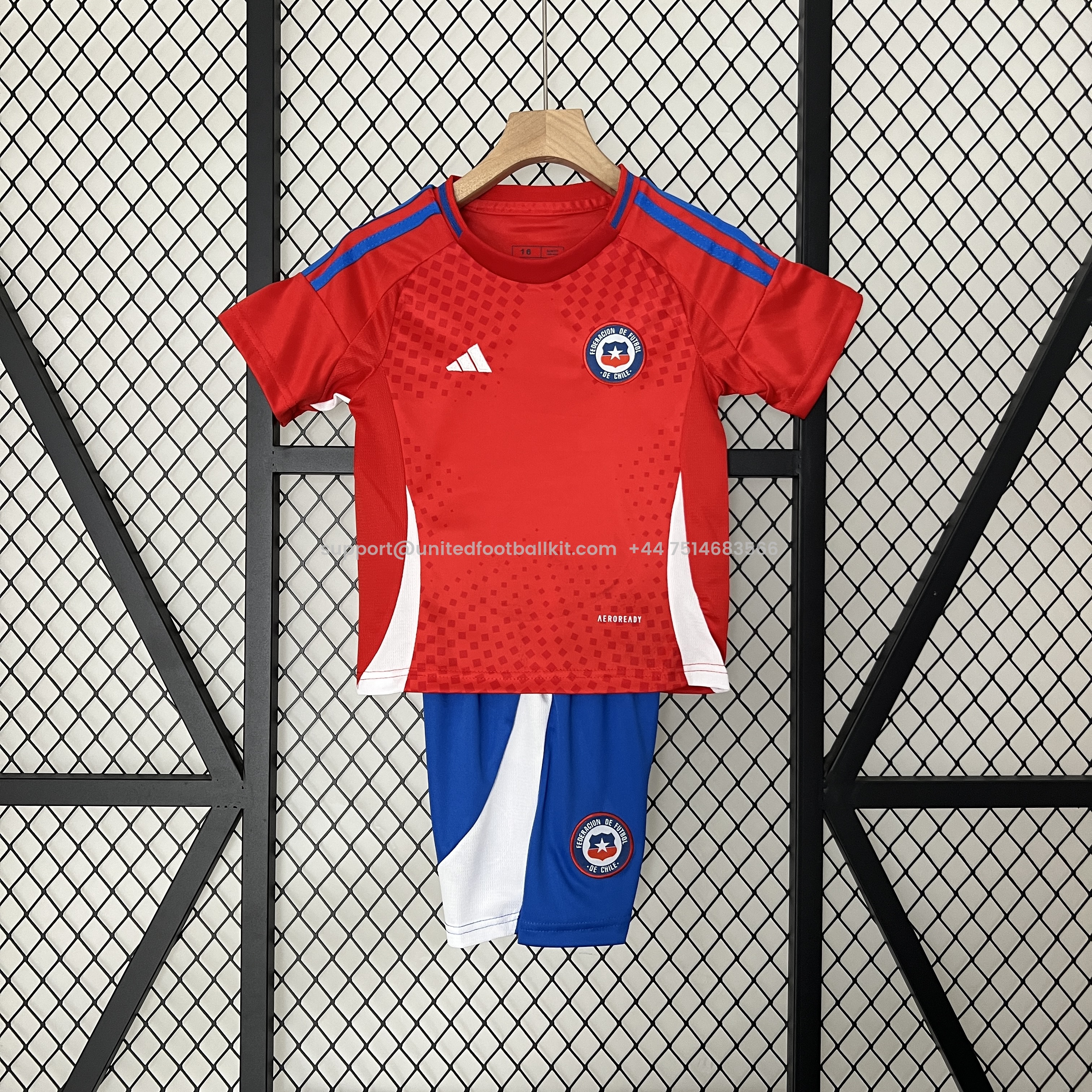 Unitedfootballkit.com | Chile 2024 Home Stadium Kids Kit -Customize Name, Number and Patch | Worldwide Shipping