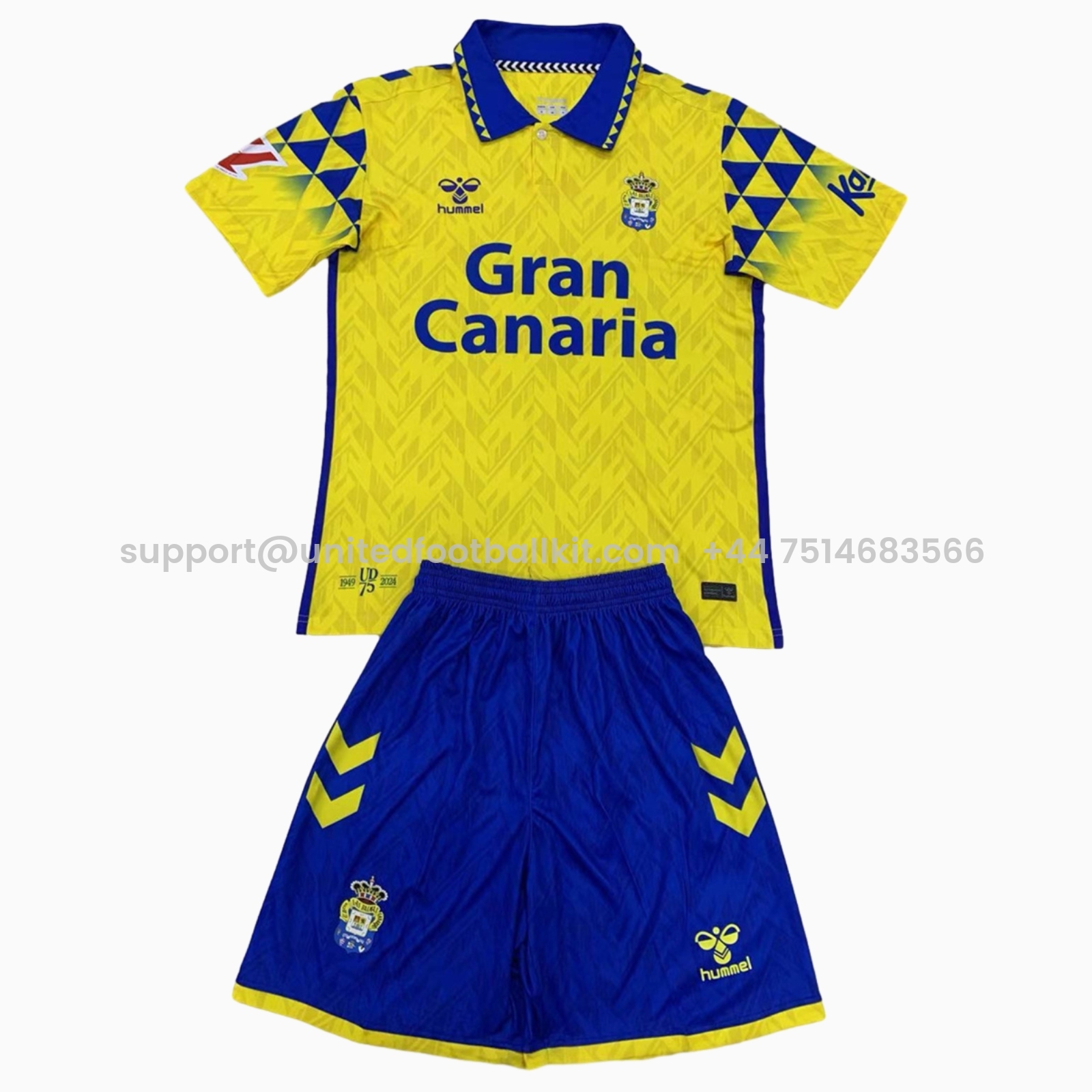 Unitedfootballkit.com | Las Palmas 24-25 Home Men's Adult Jersey Set - Fans Version -Customize Name, Number and Patch | Worldwide Shipping
