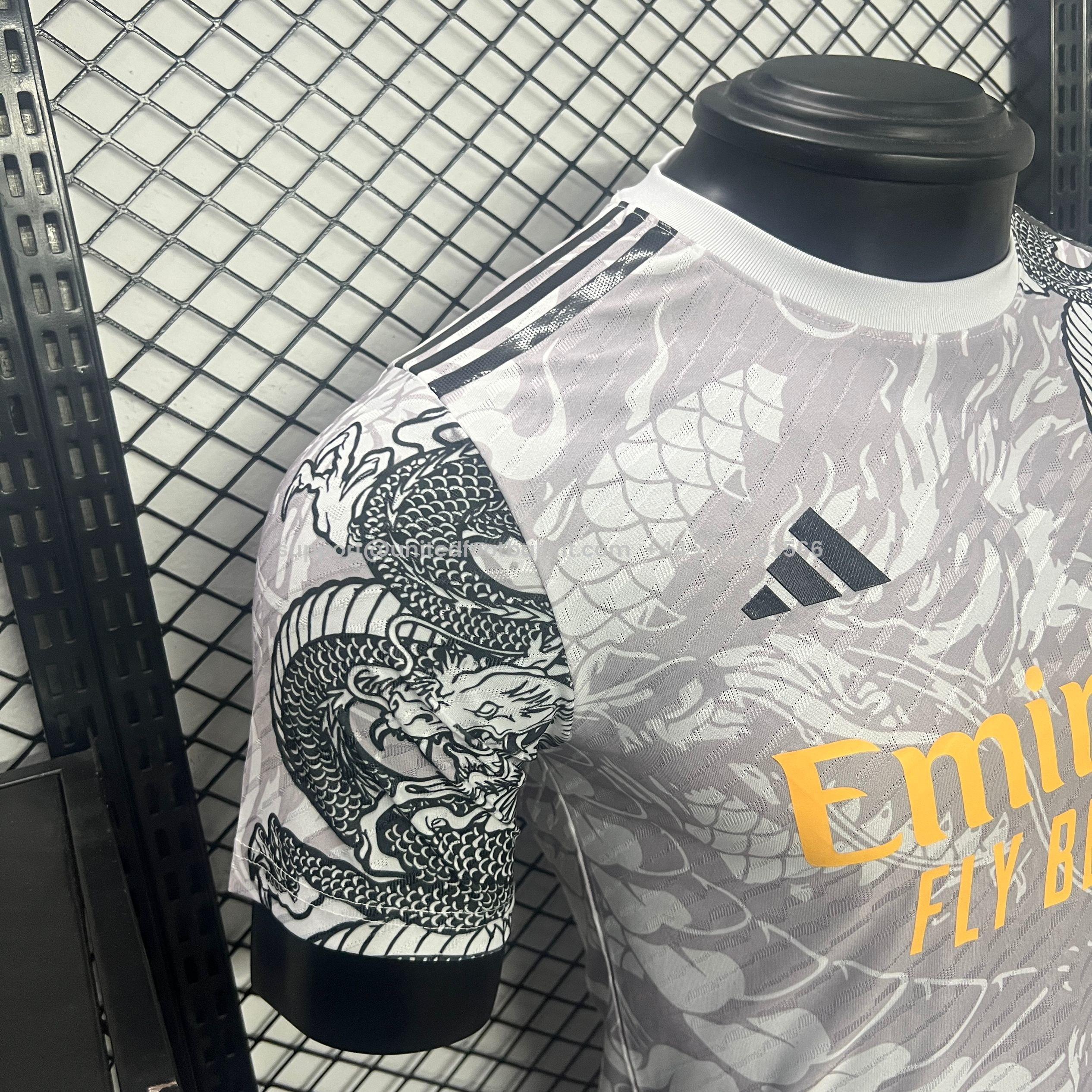 Unitedfootballkit.com | Real Madrid 24-25 Black Dragon Special Edition Gray Jersey - Player Version -Customize Name, Number and Patch | Worldwide Shipping