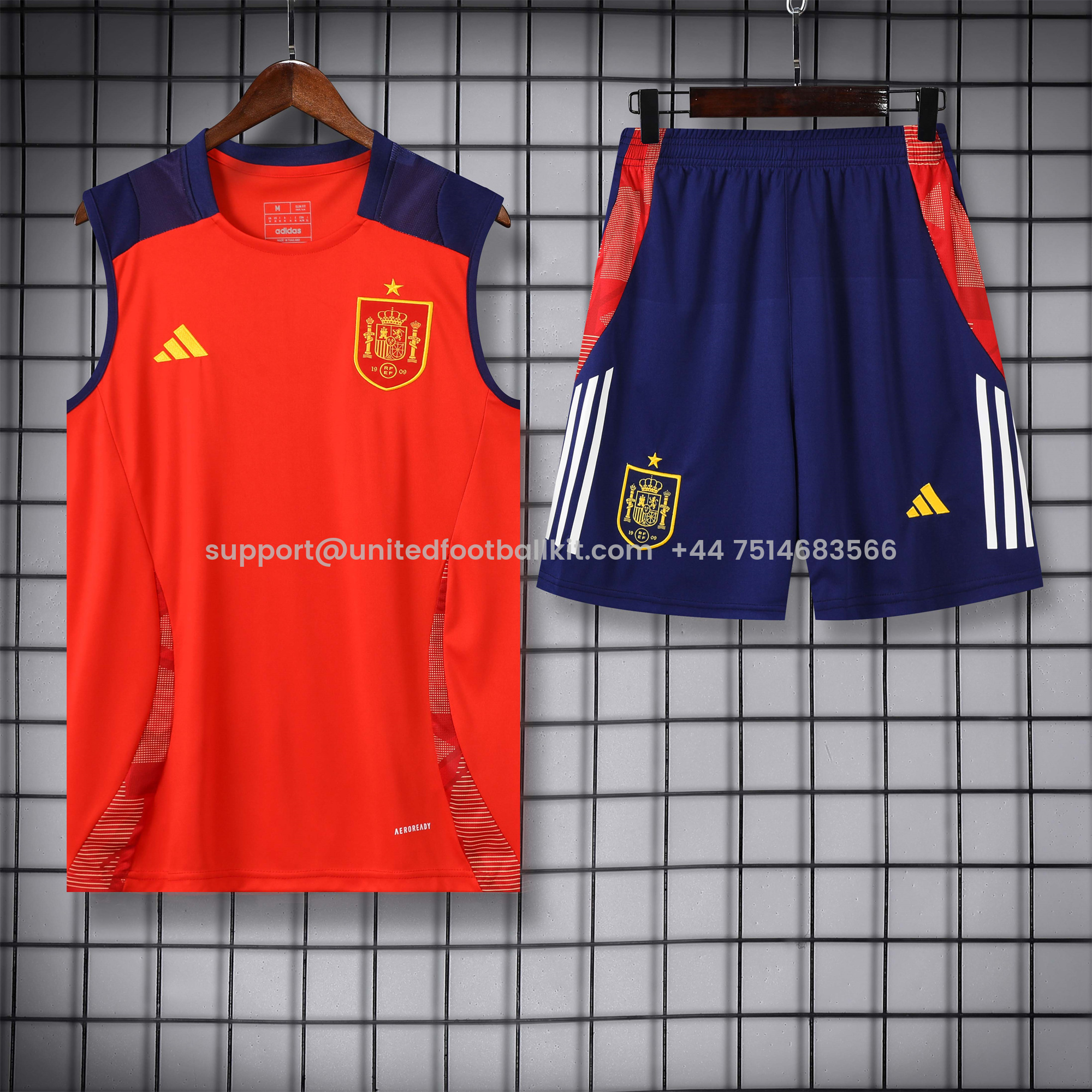 Unitedfootballkit.com | Spain 24-25 Vest Training Set - Red -Customize Name, Number and Patch | Worldwide Shipping