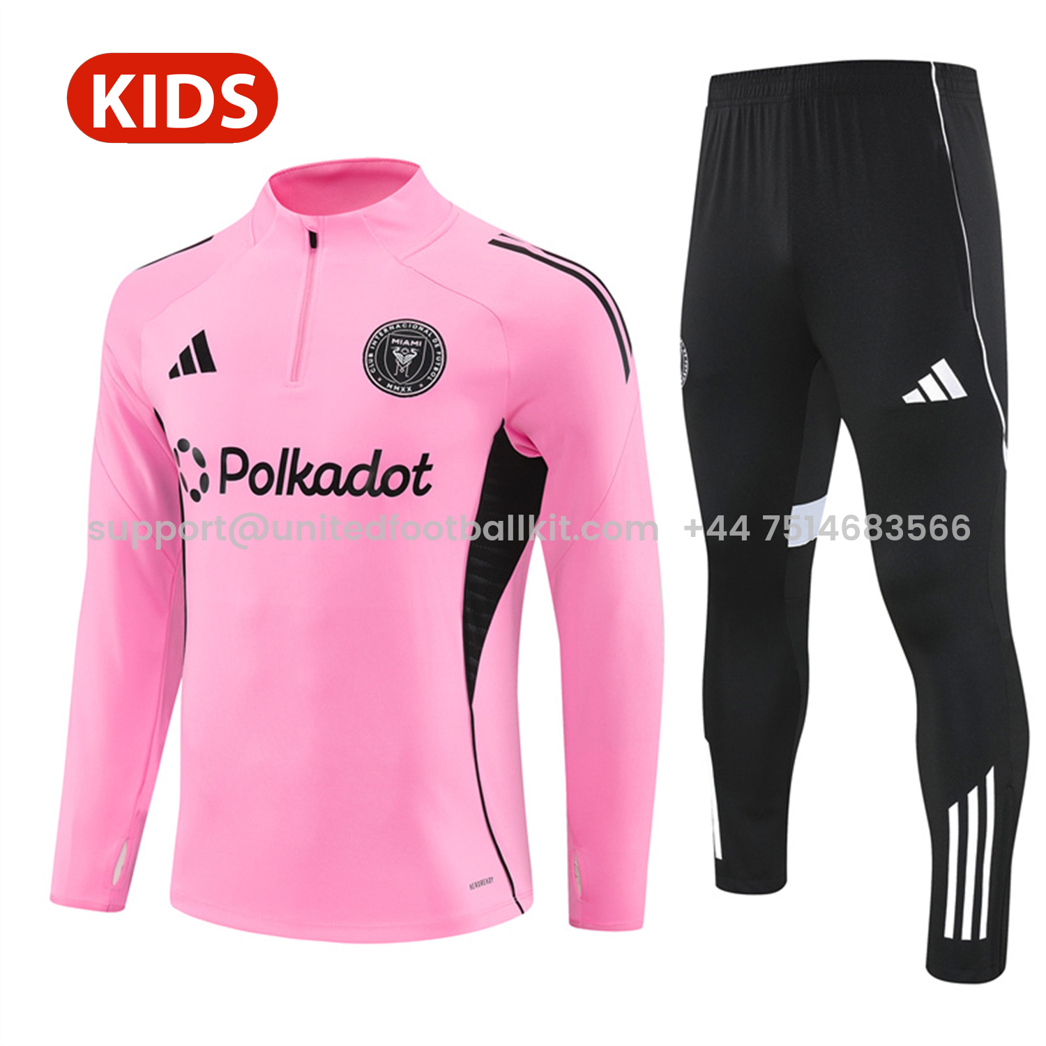 Unitedfootballkit.com | INT M.A.M 25-26 Kid Long Sleeves Training Set - Pink Top & Black Pants -Customize Name, Number and Patch | Worldwide Shipping