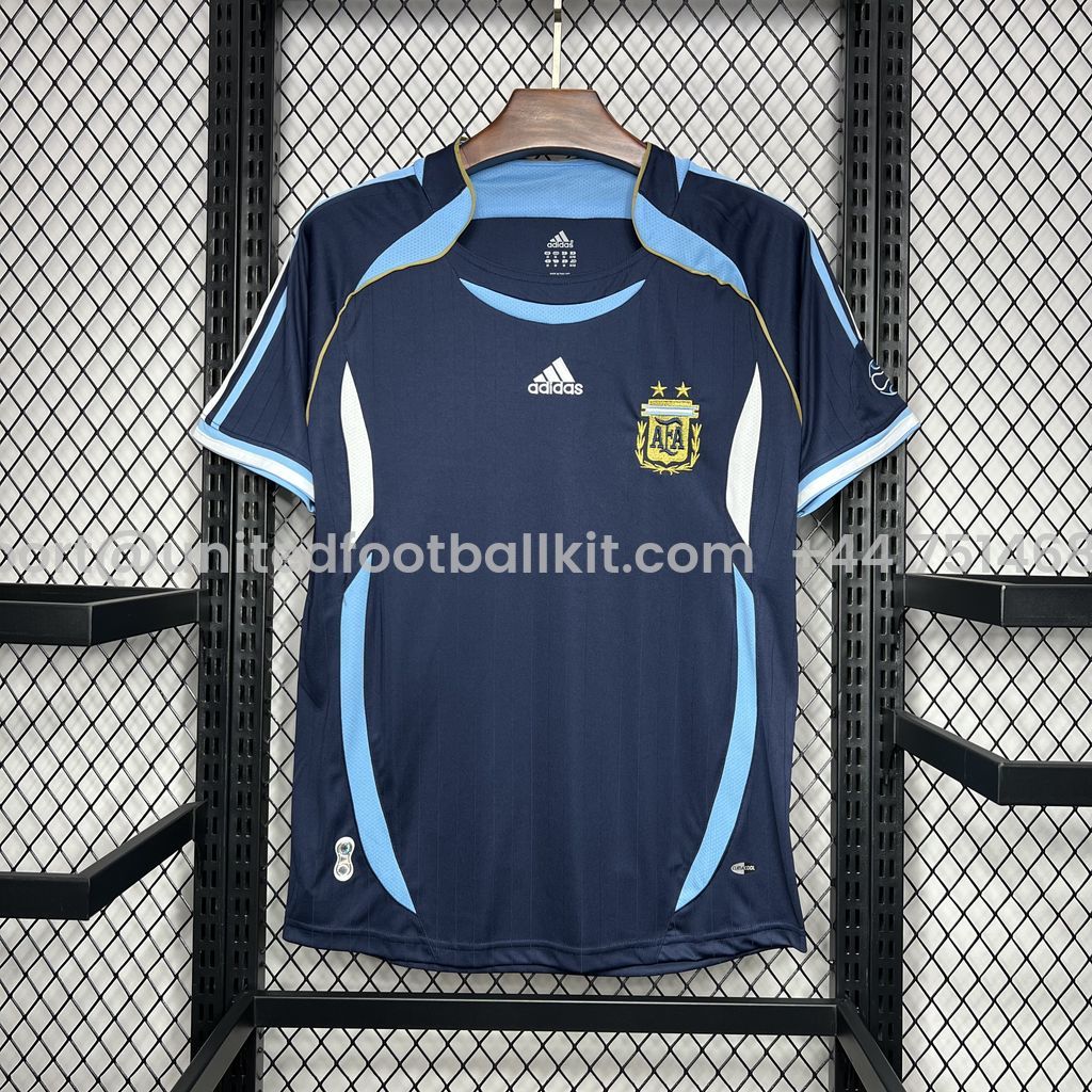 Unitedfootballkit.com | Retro Argentina 2006 Away Stadium Jersey -Customize Name, Number and Patch | Worldwide Shipping