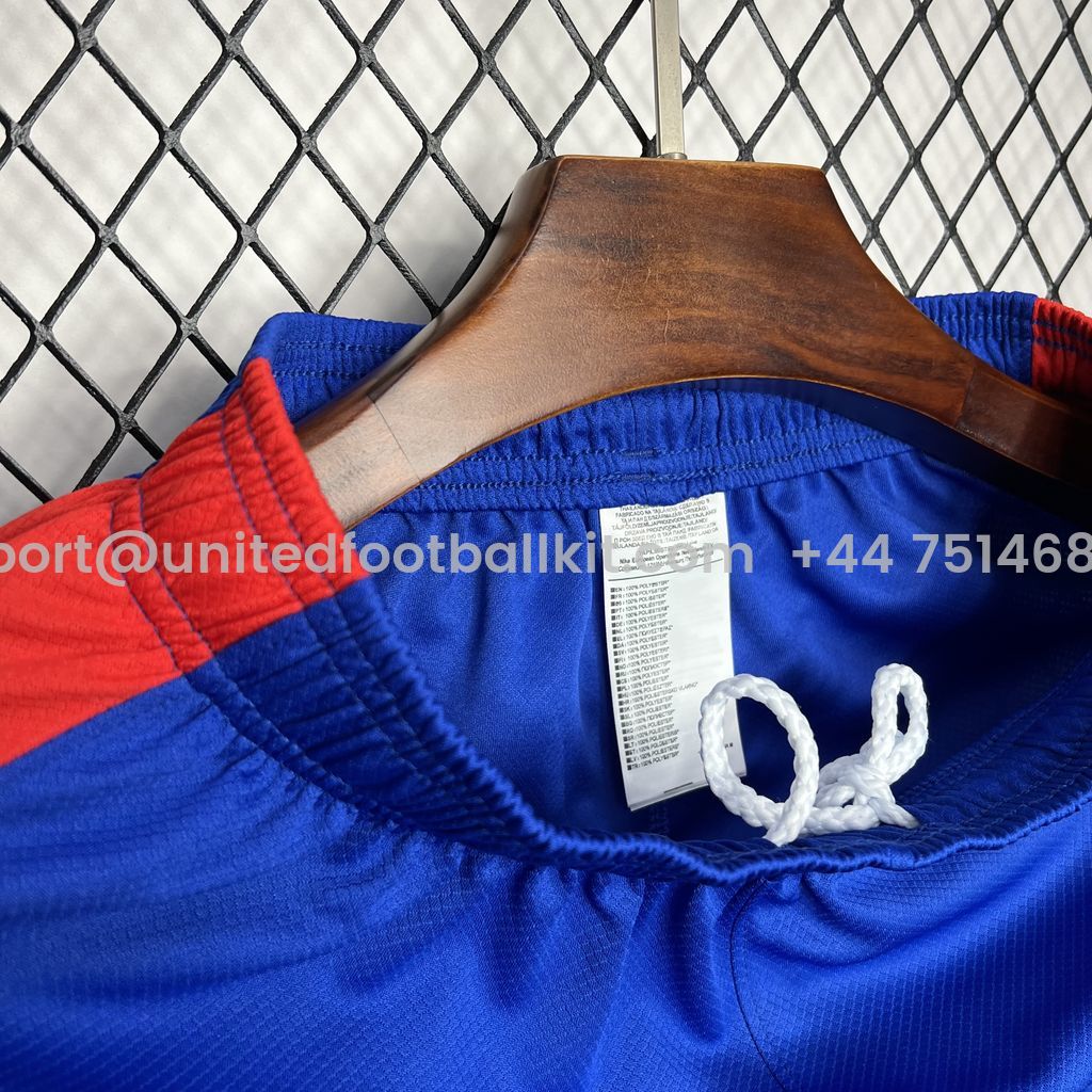 Unitedfootballkit.com | Atletico Madrid 24-25 Home Stadium Shorts - Fans Version -Customize Name, Number and Patch | Worldwide Shipping