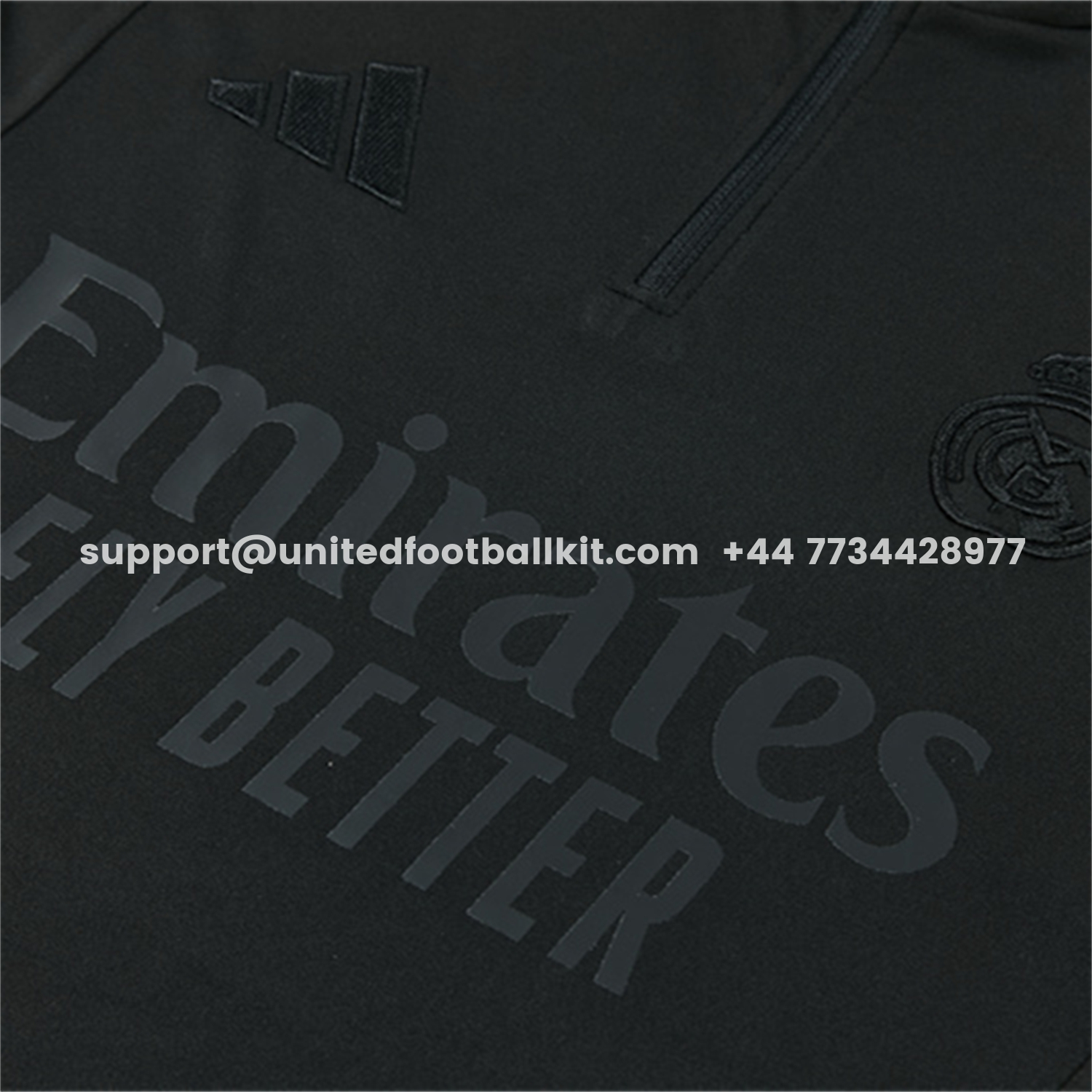 Unitedfootballkit.com | Real Madrid 26-27 Kids Long Sleeves Training Set - Pure Black Top And Pants -Customize Name, Number and Patch | Worldwide Shipping