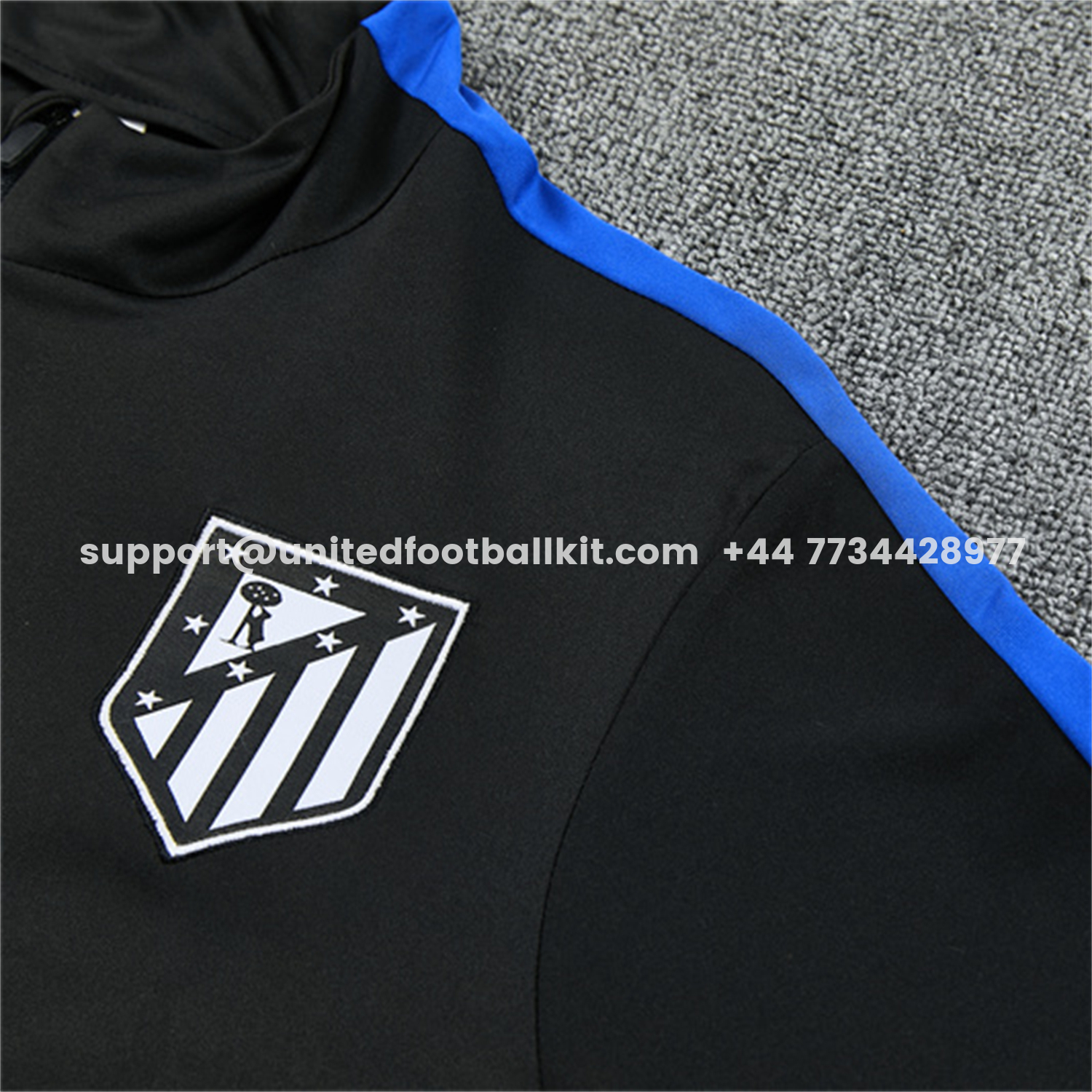 Unitedfootballkit.com | Atletico Madrid 26-27 Kids Long Sleeve Training Set - Black Top & Black Pants -Customize Name, Number and Patch | Worldwide Shipping
