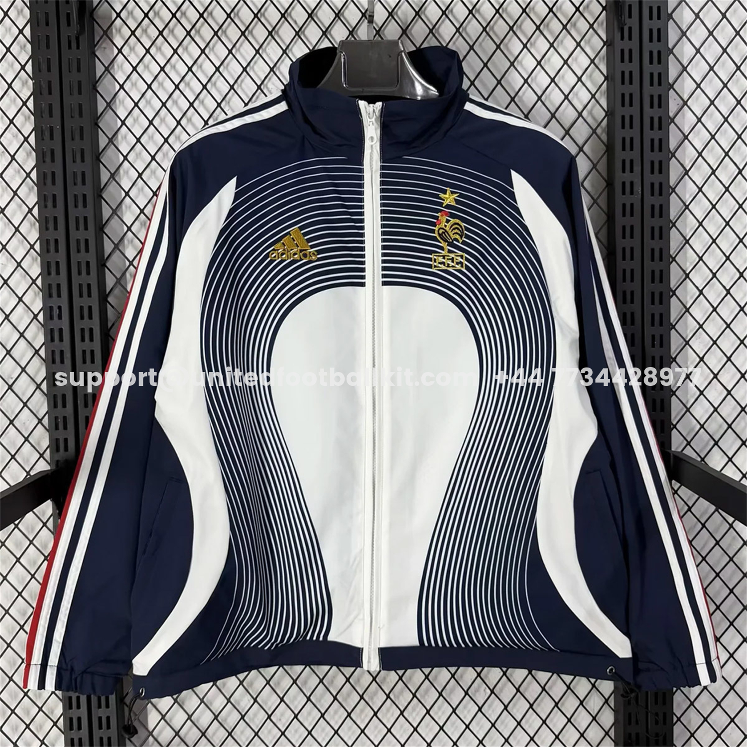 Unitedfootballkit.com | France 2026 Windbreaker Jacket - Black With White -Customize Name, Number and Patch | Worldwide Shipping