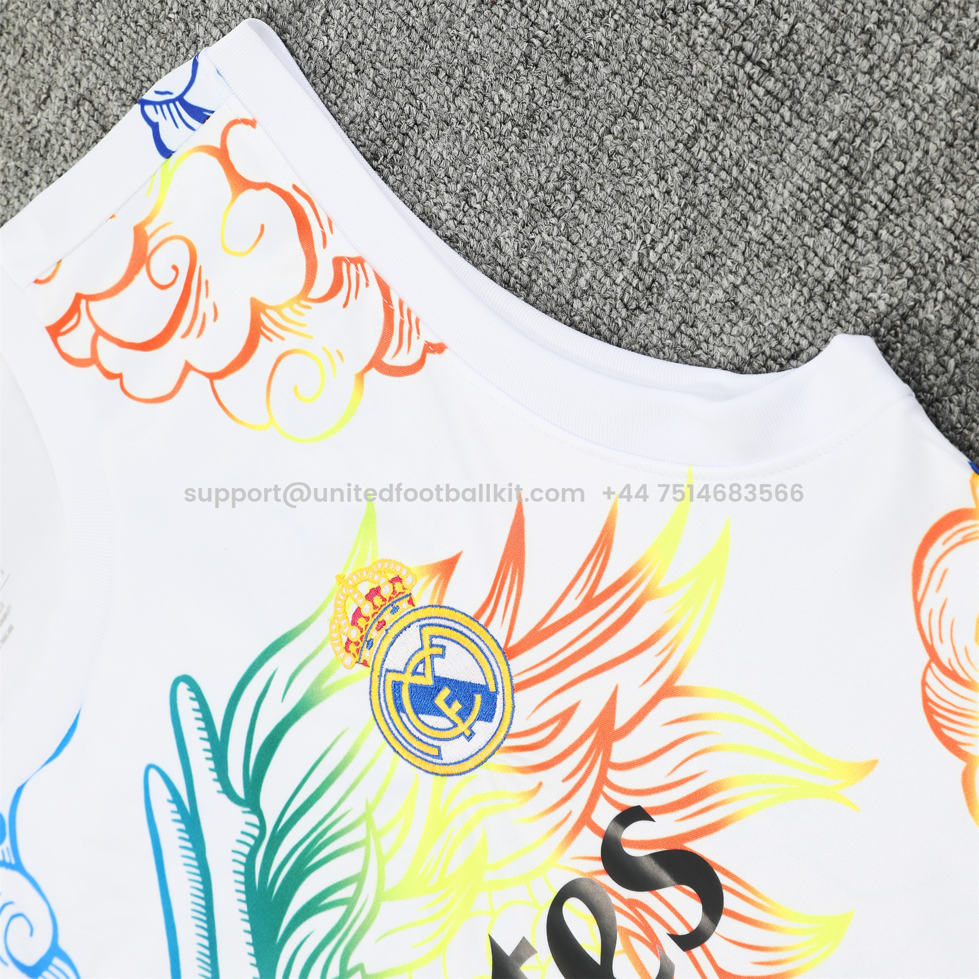 Unitedfootballkit.com | Real Madrid 24-25 Vest Training Set - White Dragon -Customize Name, Number and Patch | Worldwide Shipping