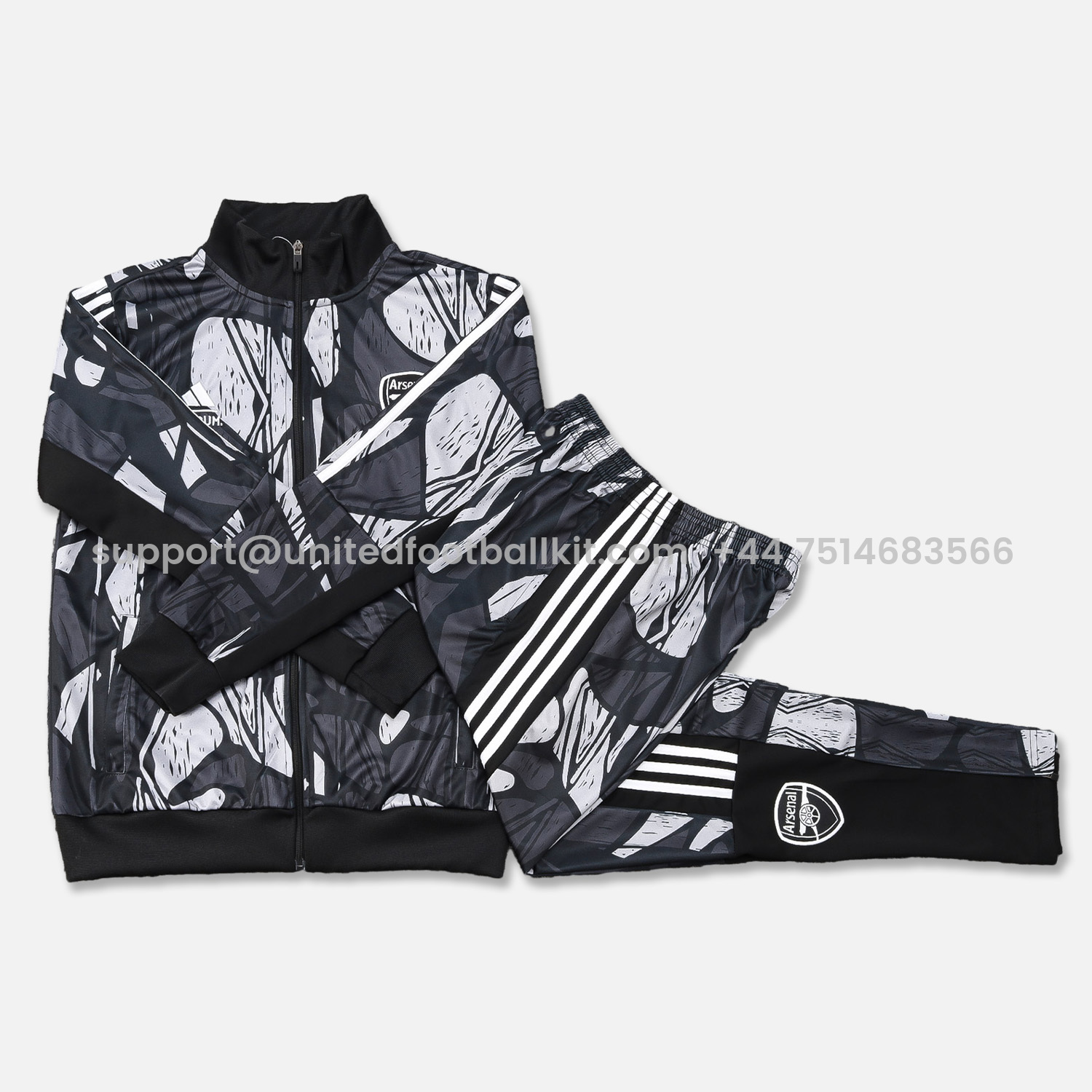 Unitedfootballkit.com | Arsenal 24-25 Black Grey Windbreaker Jacket -Customize Name, Number and Patch | Worldwide Shipping