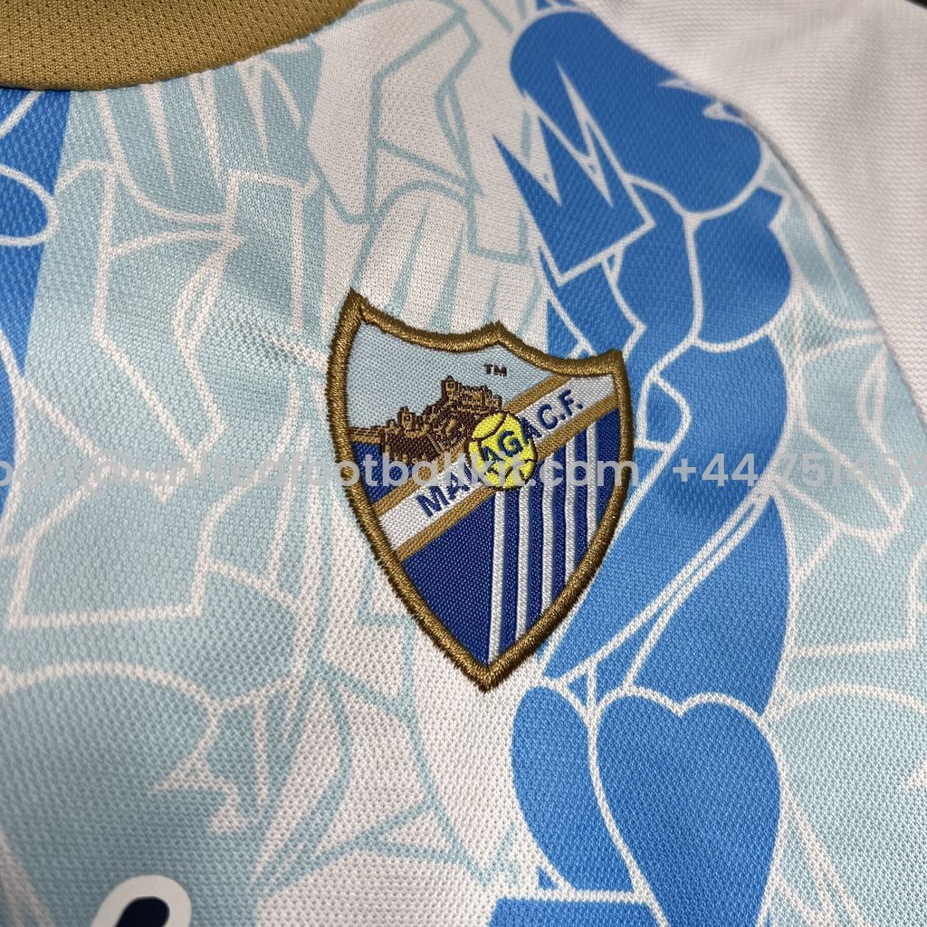 Unitedfootballkit.com | Malaga 24-25 Home Kids Kit -Customize Name, Number and Patch | Worldwide Shipping