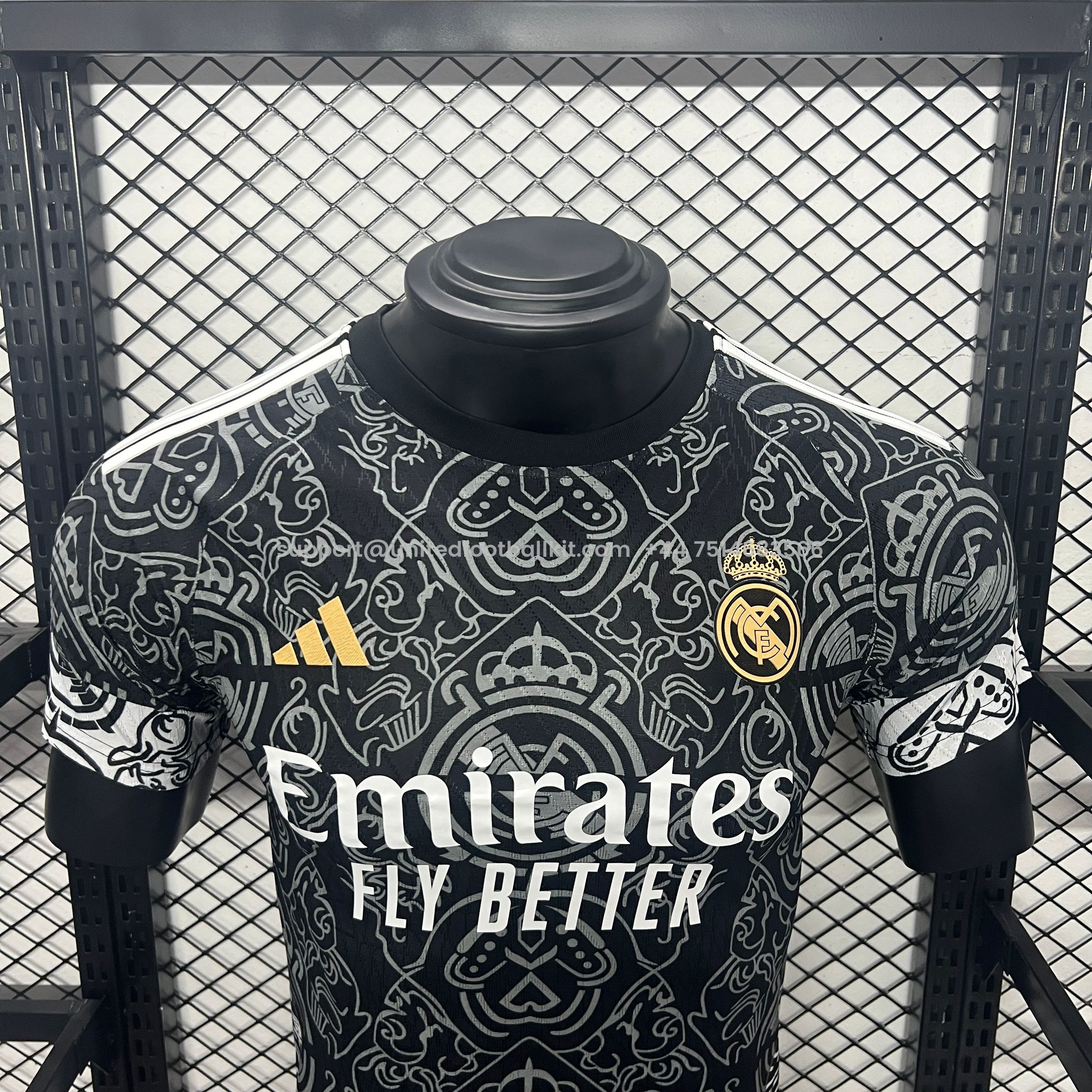 Unitedfootballkit.com | Real Madrid 24-25 Black Line Pattern Special Edtion Jersey - Player Version -Customize Name, Number and Patch | Worldwide Shipping