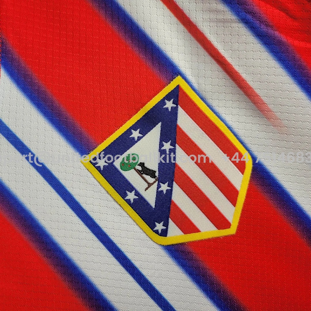 Unitedfootballkit.com | Atletico Madrid 24-25 Home Kids Kit -Customize Name, Number and Patch | Worldwide Shipping
