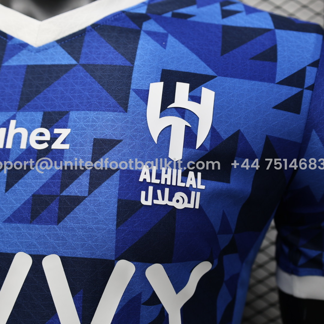 Unitedfootballkit.com | Al Hilal Riyadh Crescent 24-25 Home Stadium Jersey With Chest Advertisement - Player Version -Customize Name, Number and Patch | Worldwide Shipping