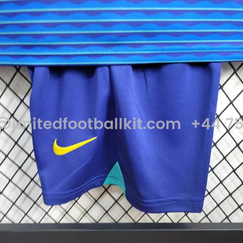 Unitedfootballkit.com | Brazil 2024 Away Stadium Kids Kit -Customize Name, Number and Patch | Worldwide Shipping