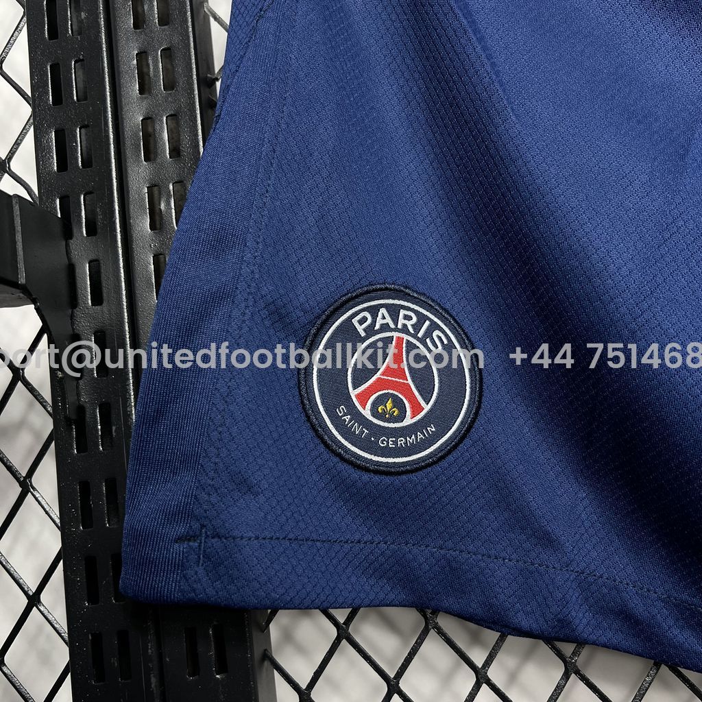 Unitedfootballkit.com | Paris Saint-Germain PSG 24-25 Home Shorts - Fans Version -Customize Name, Number and Patch | Worldwide Shipping