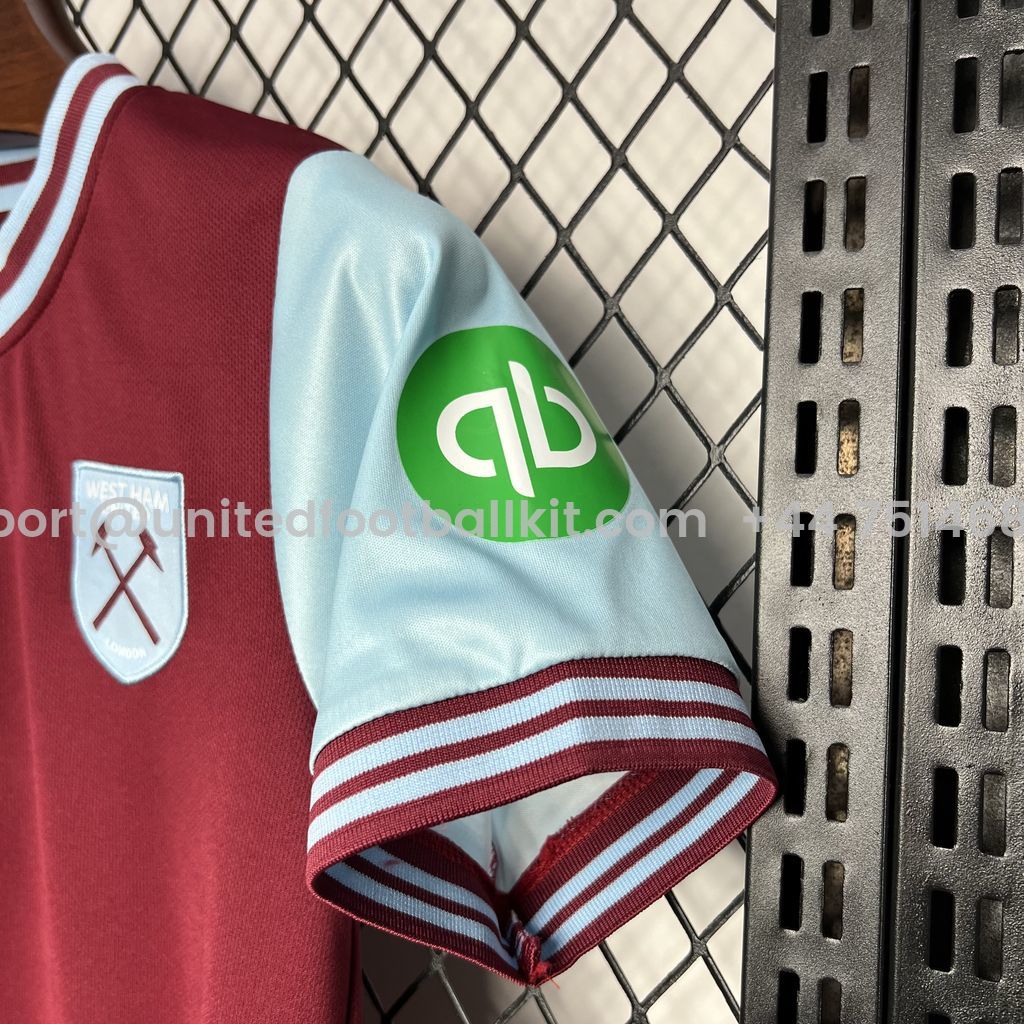 Unitedfootballkit.com | West Ham United 24-25 Home Stadium Kids Kit -Customize Name, Number and Patch | Worldwide Shipping