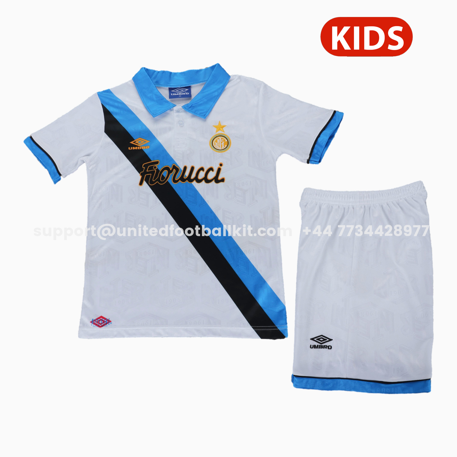 Unitedfootballkit.com | Retro Inter Milan 1994-95 Away Kids Kit -Customize Name, Number and Patch | Worldwide Shipping