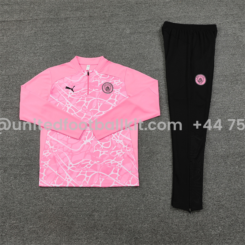 Unitedfootballkit.com | Manchester City 24-25 Long Sleeve Training Set - Pink -Customize Name, Number and Patch | Worldwide Shipping