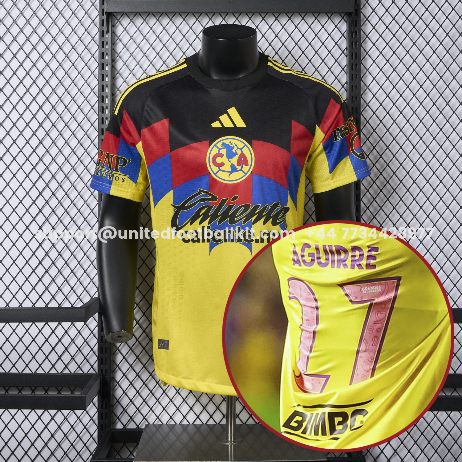 Unitedfootballkit.com | 【Pink Font】Club América 25-26 Home Yellow Jersey - Player Version -Customize Name, Number and Patch | Worldwide Shipping
