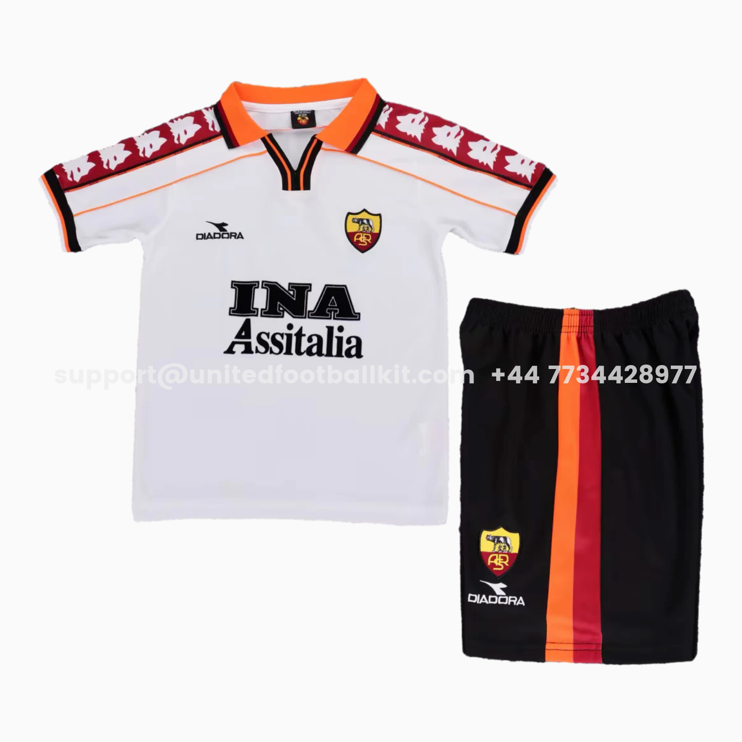 Unitedfootballkit.com | Retro Roma 1998-99 Away Kids Kit -Customize Name, Number and Patch | Worldwide Shipping