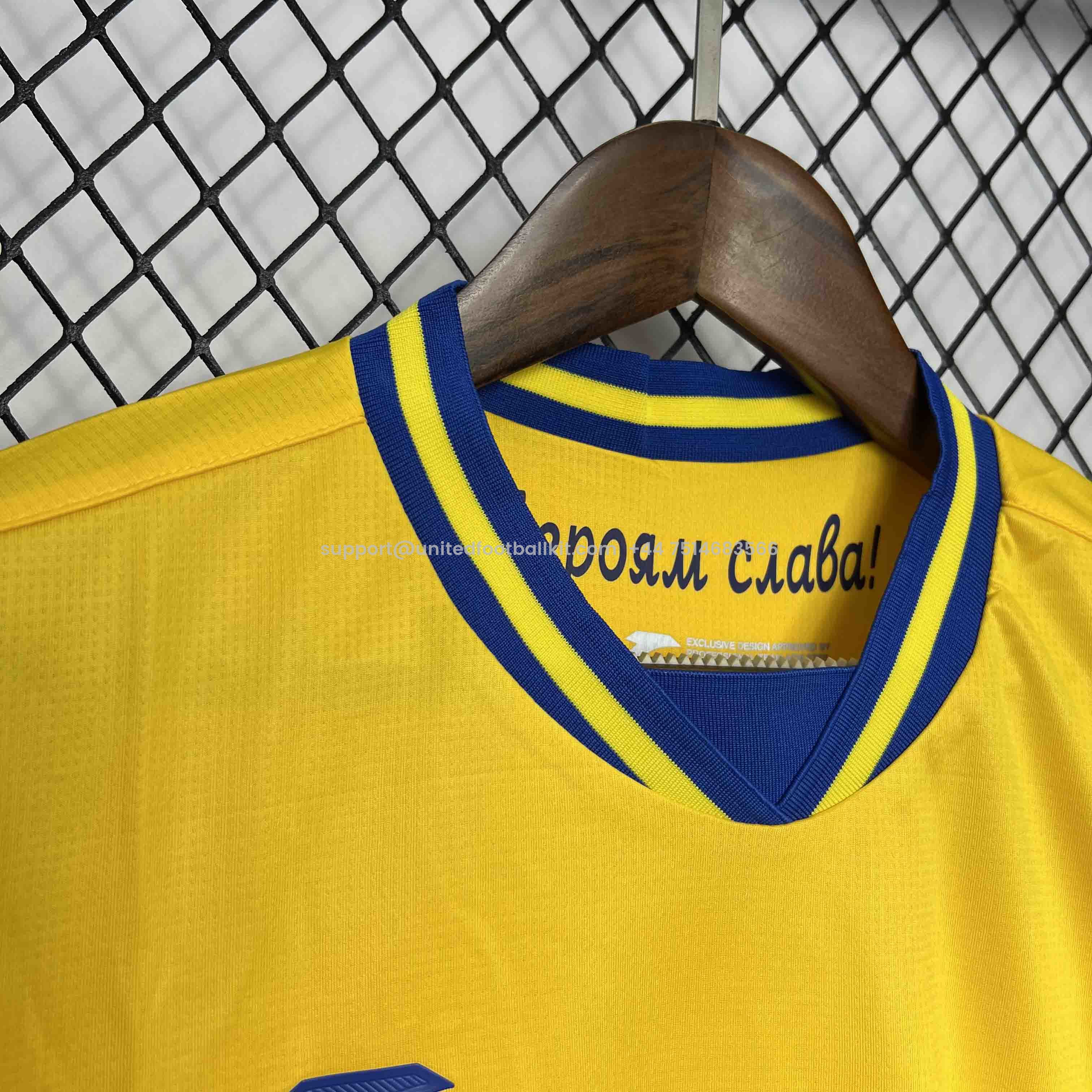 Unitedfootballkit.com | Ukraine 2024 Home Stadium Jersey - Fans Version -Customize Name, Number and Patch | Worldwide Shipping