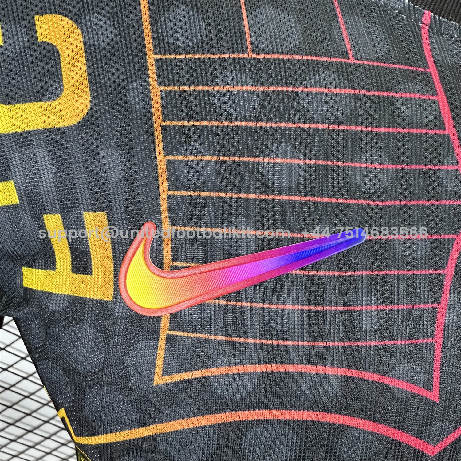 Unitedfootballkit.com | Barcelona 25-26 Fluorescent Team Logo Lines Black Jersey - Player Version -Customize Name, Number and Patch | Worldwide Shipping