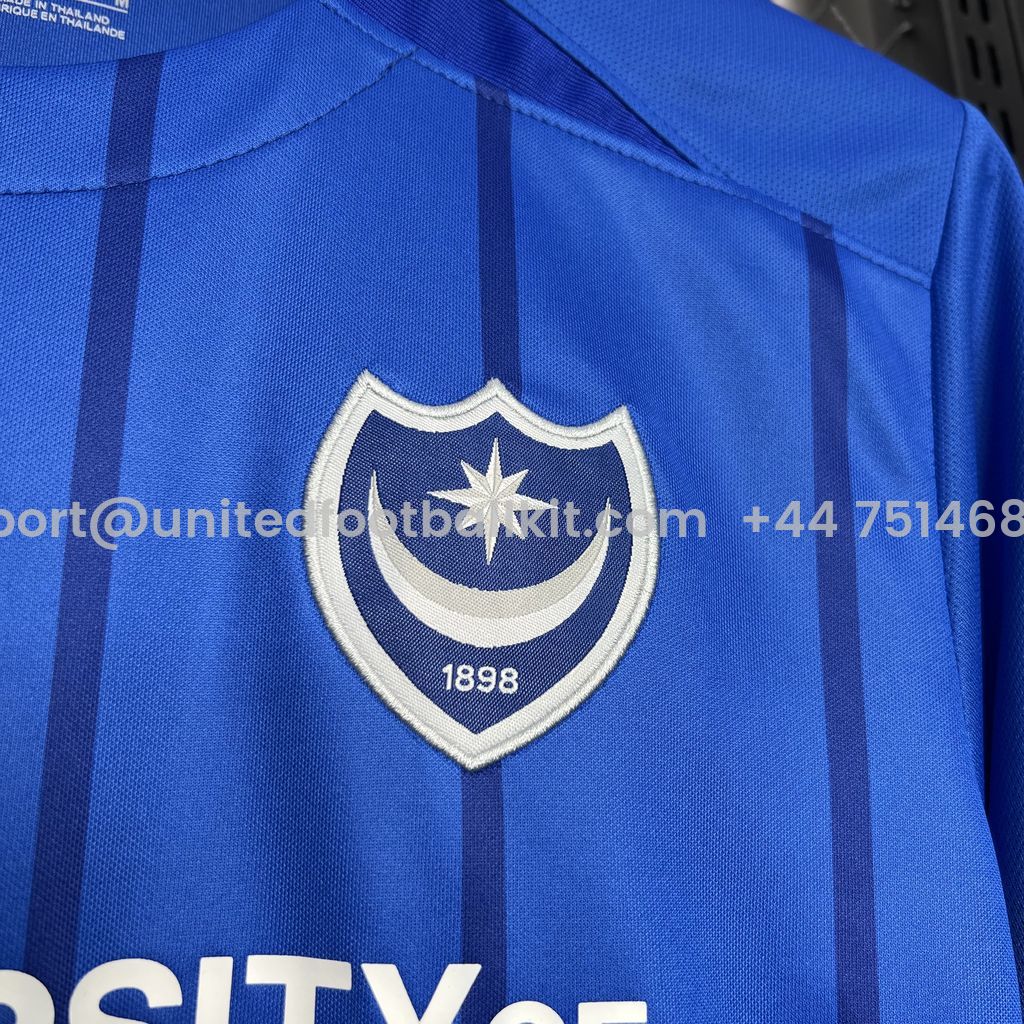 Unitedfootballkit.com | Portsmouth 24-25 Home Stadium Jersey - Fans Version -Customize Name, Number and Patch | Worldwide Shipping