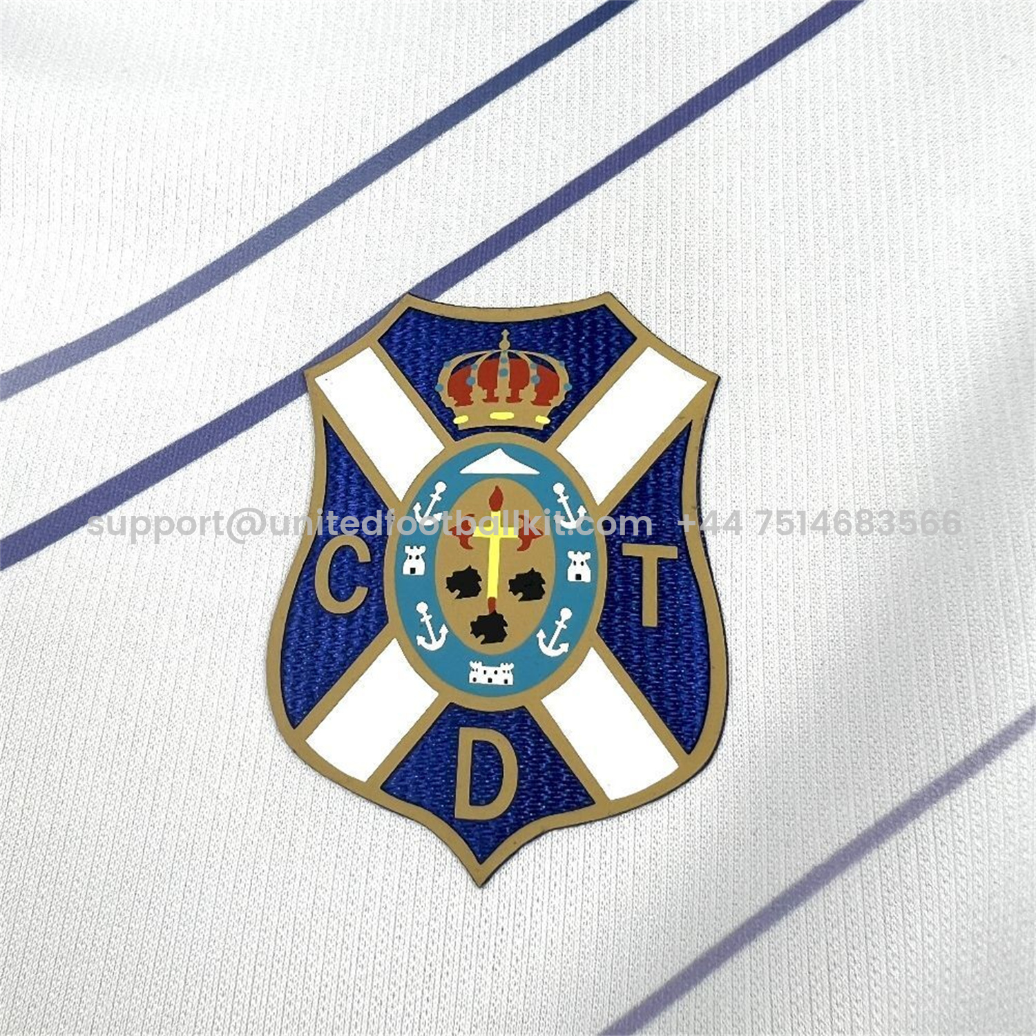 Unitedfootballkit.com | Tenerife 25-26 Home White Jersey - Fans Version -Customize Name, Number and Patch | Worldwide Shipping
