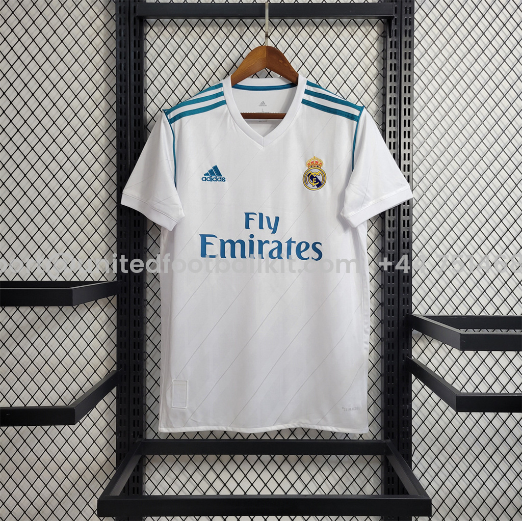 Unitedfootballkit.com | Retro Real Madrid 17-18 Home Jersey - with Champions League Final Final -Customize Name, Number and Patch | Worldwide Shipping