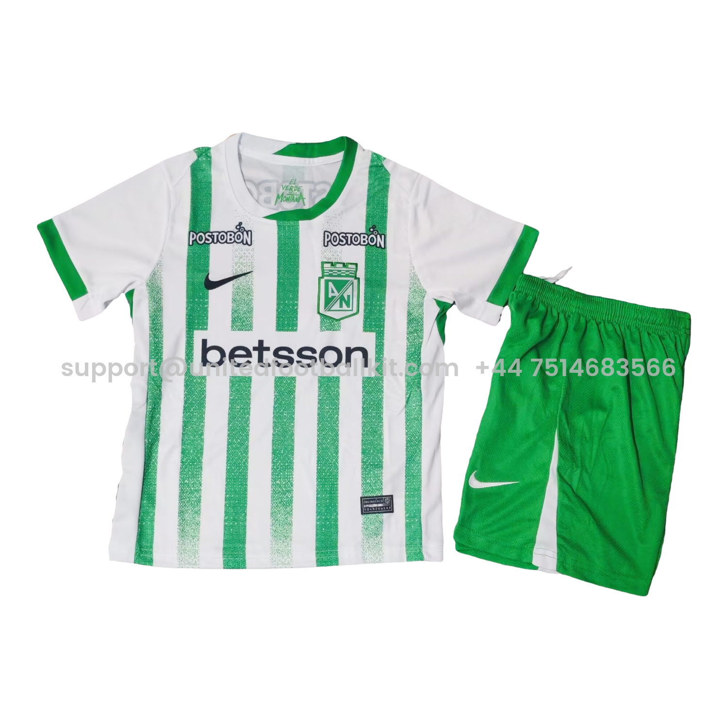 Unitedfootballkit.com | Atlético Nacional 25-26 Home Kids Kit -Customize Name, Number and Patch | Worldwide Shipping