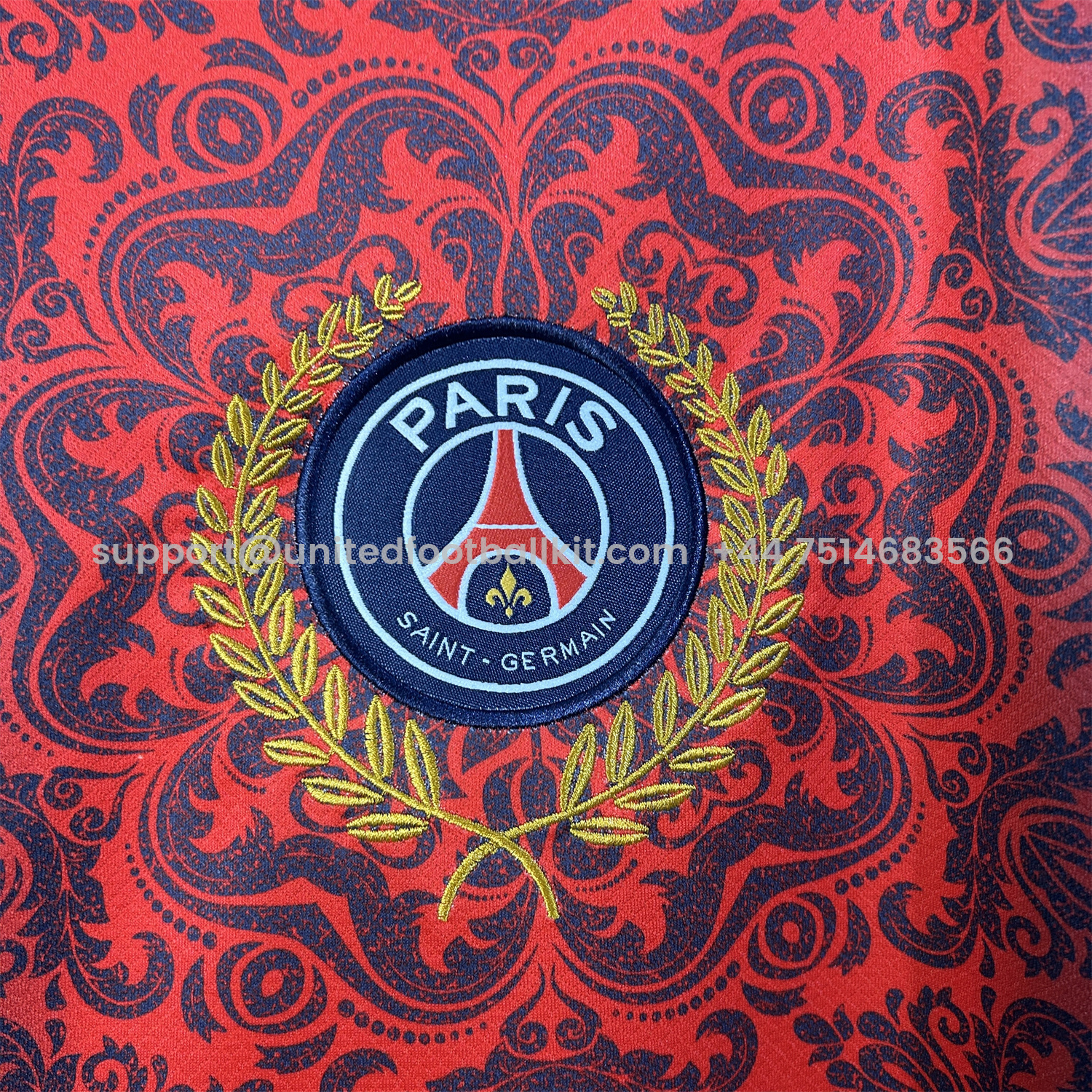Unitedfootballkit.com | Paris Saint-Germain PSG 25-26 Champions League Commemorative Edition Red Blue Flower Pattern T-shirts -Customize Name, Number and Patch | Worldwide Shipping