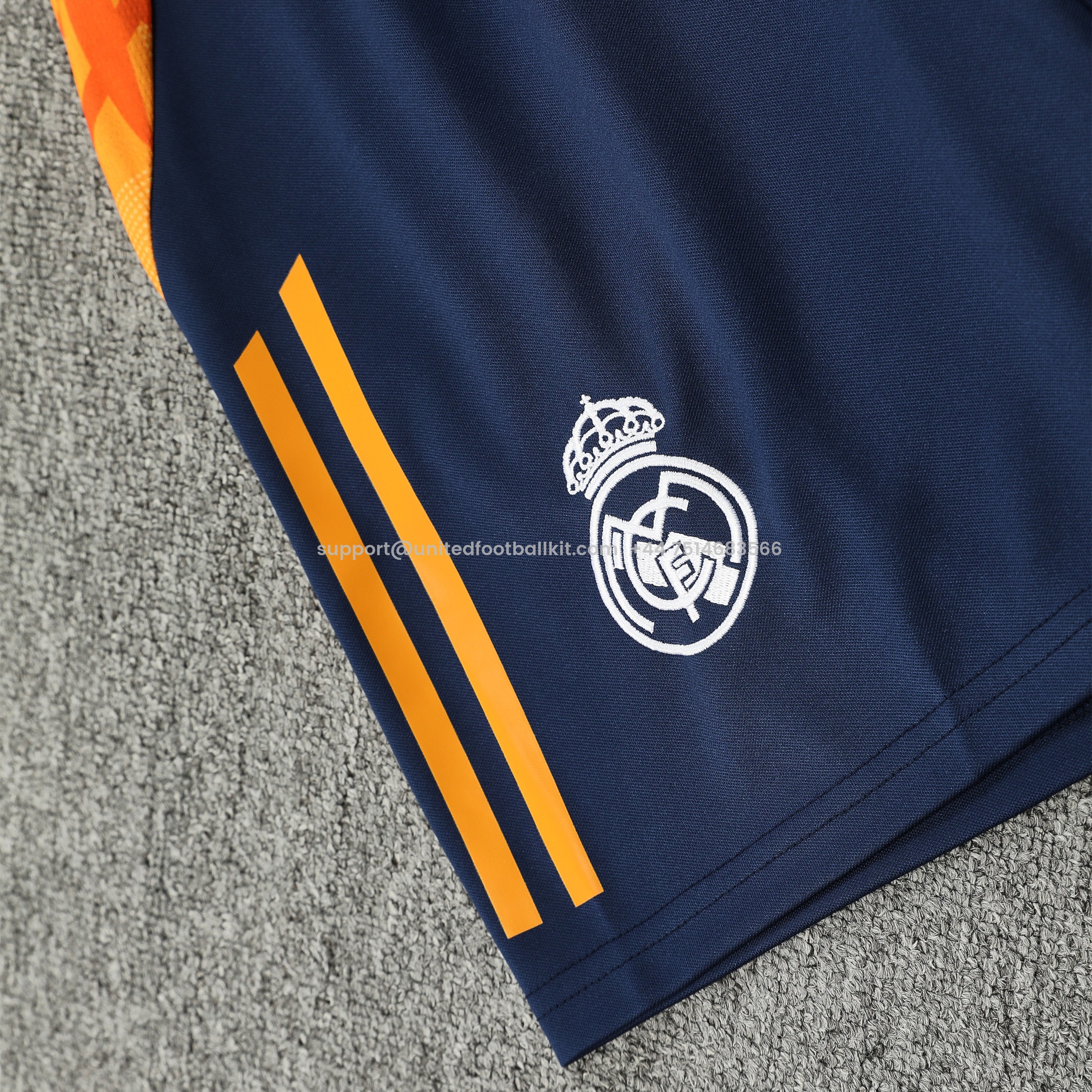 Unitedfootballkit.com | Real Madrid 24-25 Short-Sleeve Training Set - Royal Blue Top & Shorts -Customize Name, Number and Patch | Worldwide Shipping