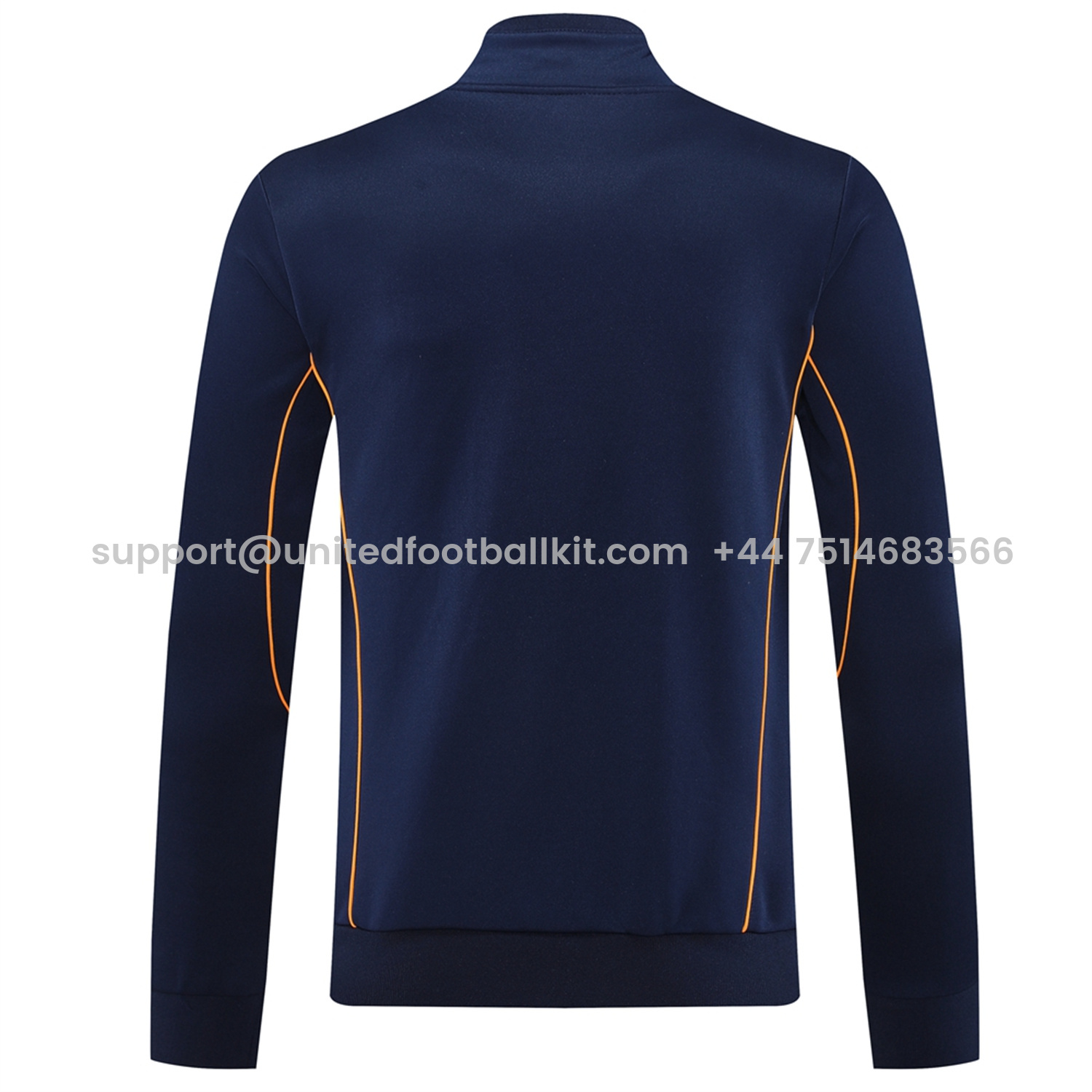 Unitedfootballkit.com | Real Madrid 25-26 Jacket Training Tracksuit - Royal Blue Jackets & Pants with Orange Lines -Customize Name, Number and Patch | Worldwide Shipping
