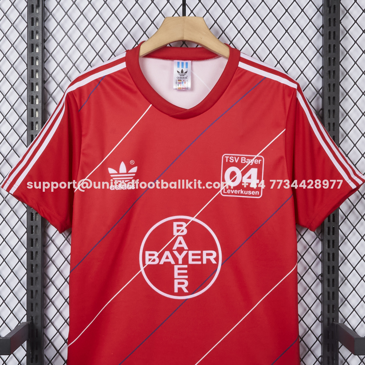 Unitedfootballkit.com | Retro Bayer 04 Leverkusen 1987-88 Home Red Jersey -Customize Name, Number and Patch | Worldwide Shipping