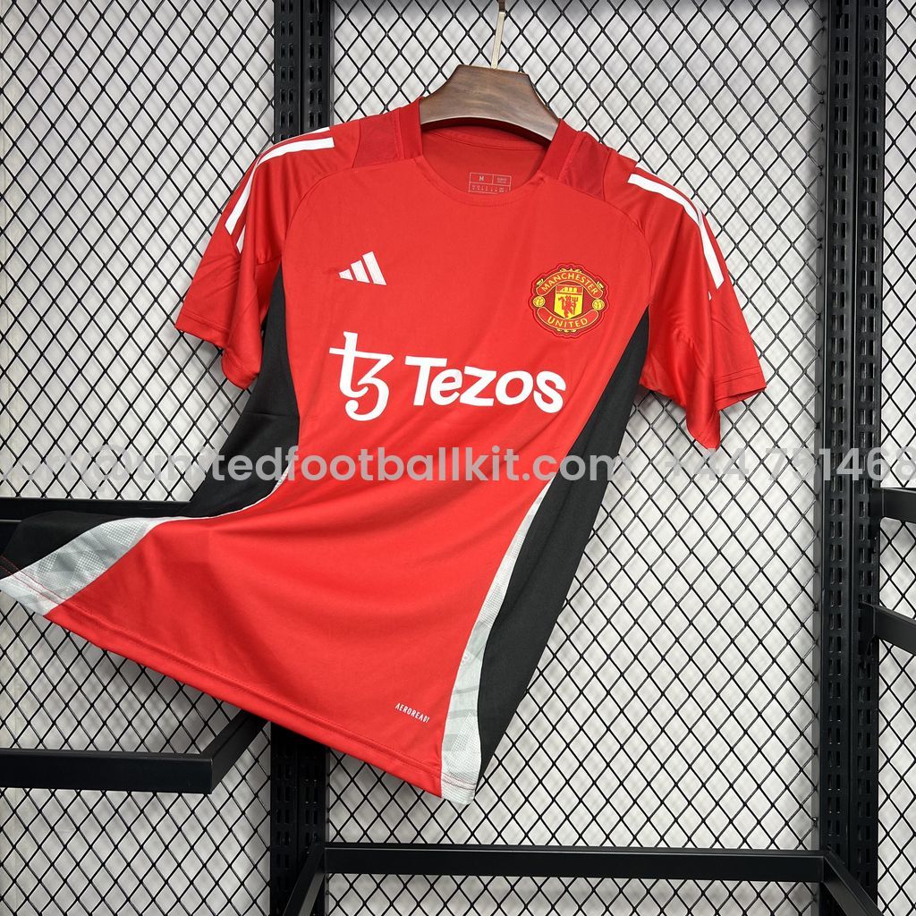 Unitedfootballkit.com | Manchester United 24-25 Red Pre-match Training Jersey - Fans Version -Customize Name, Number and Patch | Worldwide Shipping