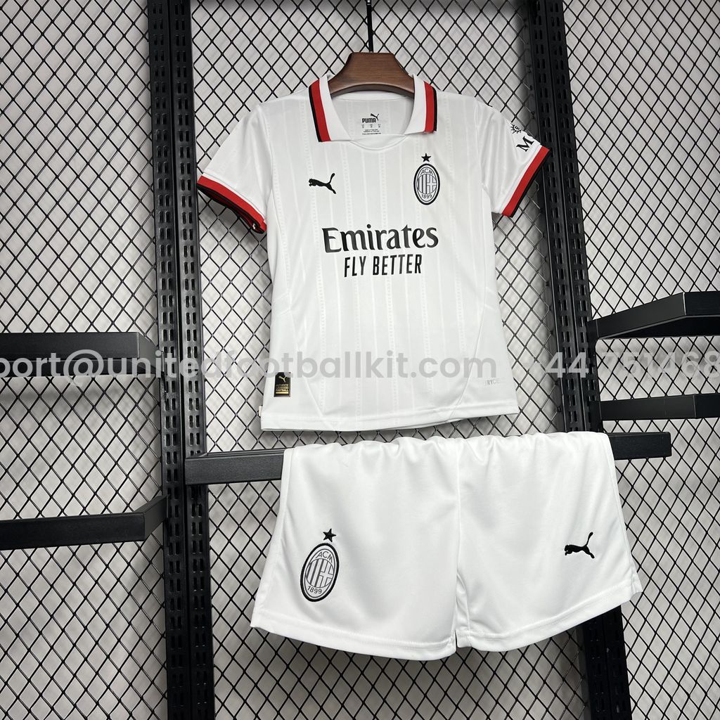 Unitedfootballkit.com | AC Milan 24-25 Away Kids Kit -Customize Name, Number and Patch | Worldwide Shipping