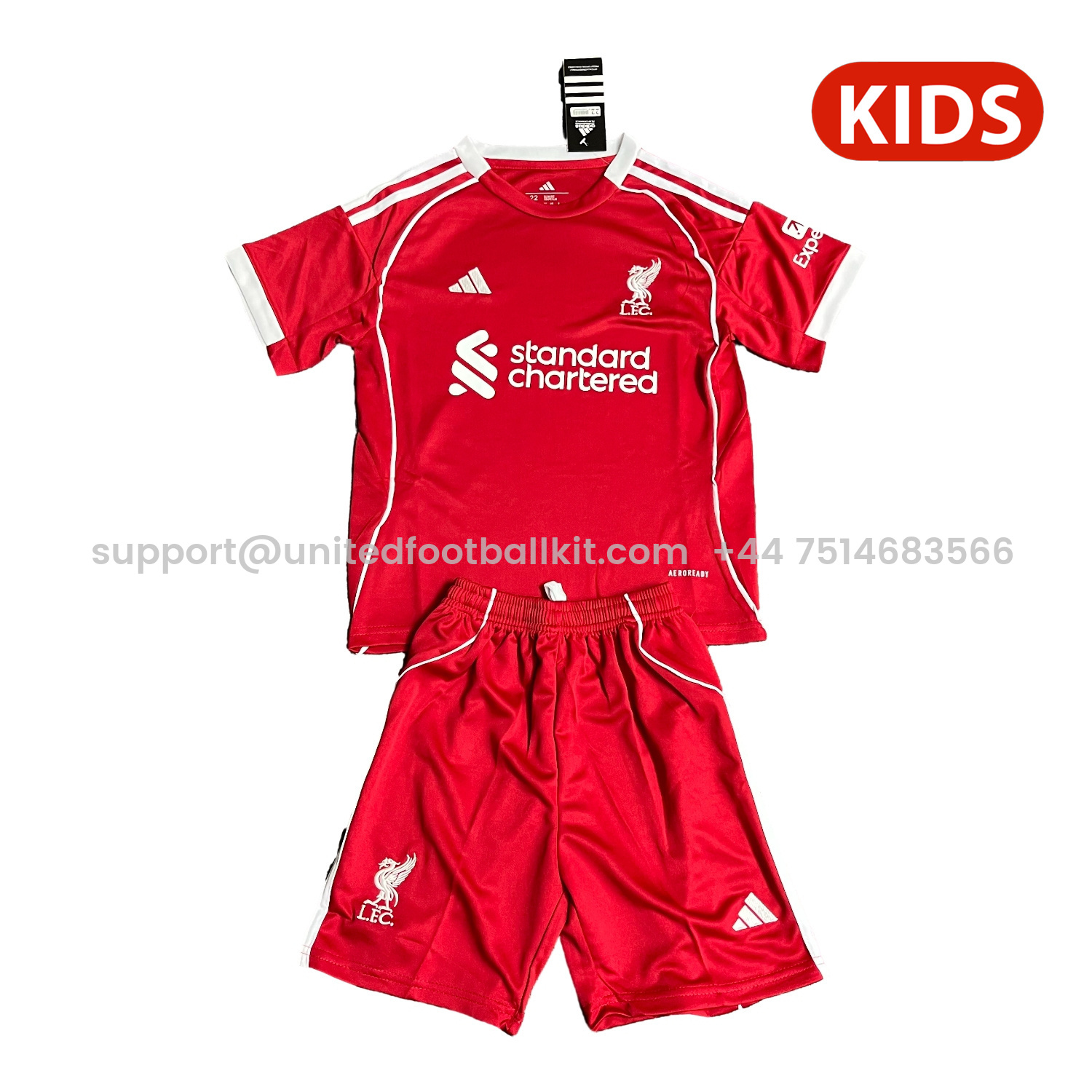 Unitedfootballkit.com | Liver.pool 25-26 Home Kids Kit -Customize Name, Number and Patch | Worldwide Shipping