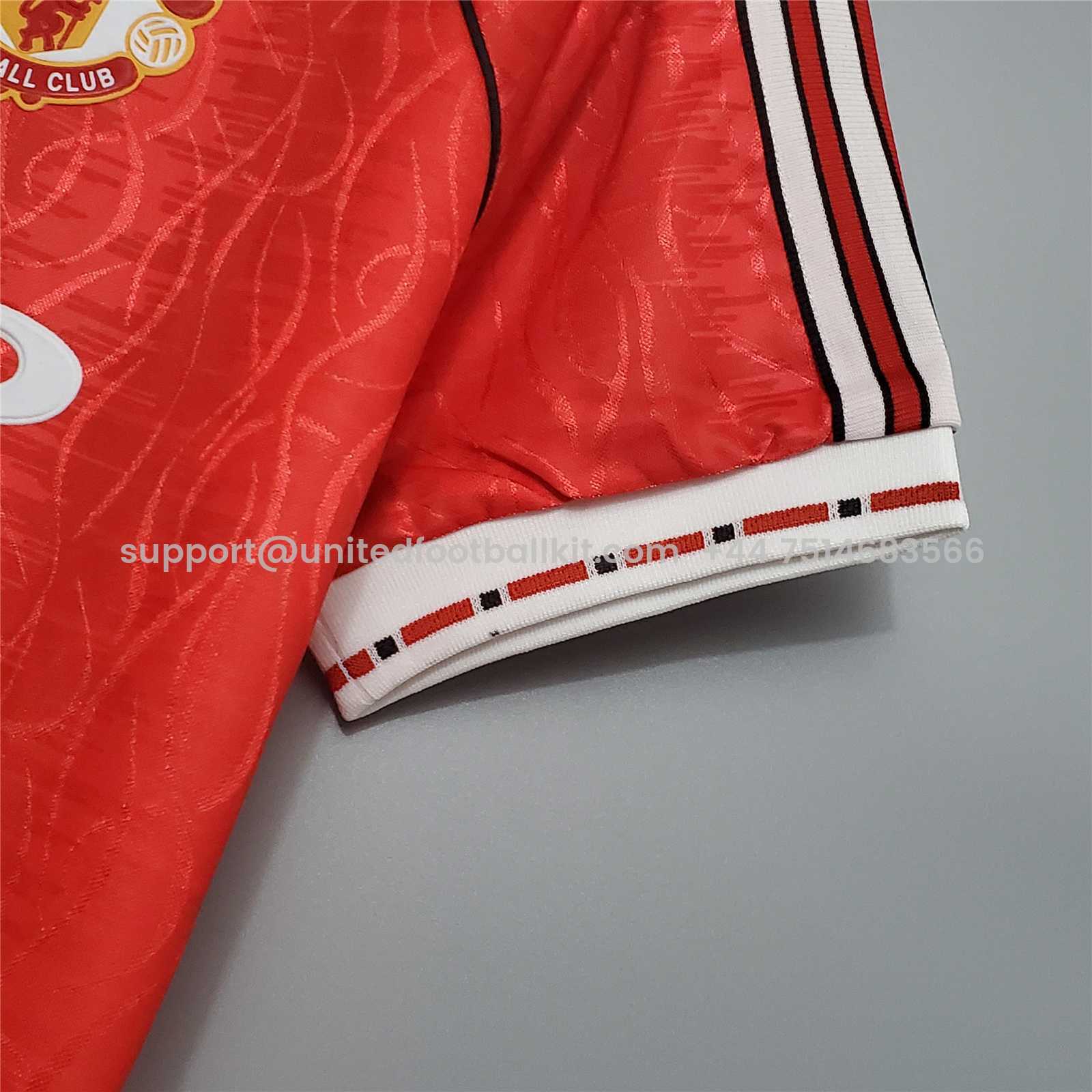 Unitedfootballkit.com | Retro Manchester United 91-92 Home Jersey -Customize Name, Number and Patch | Worldwide Shipping