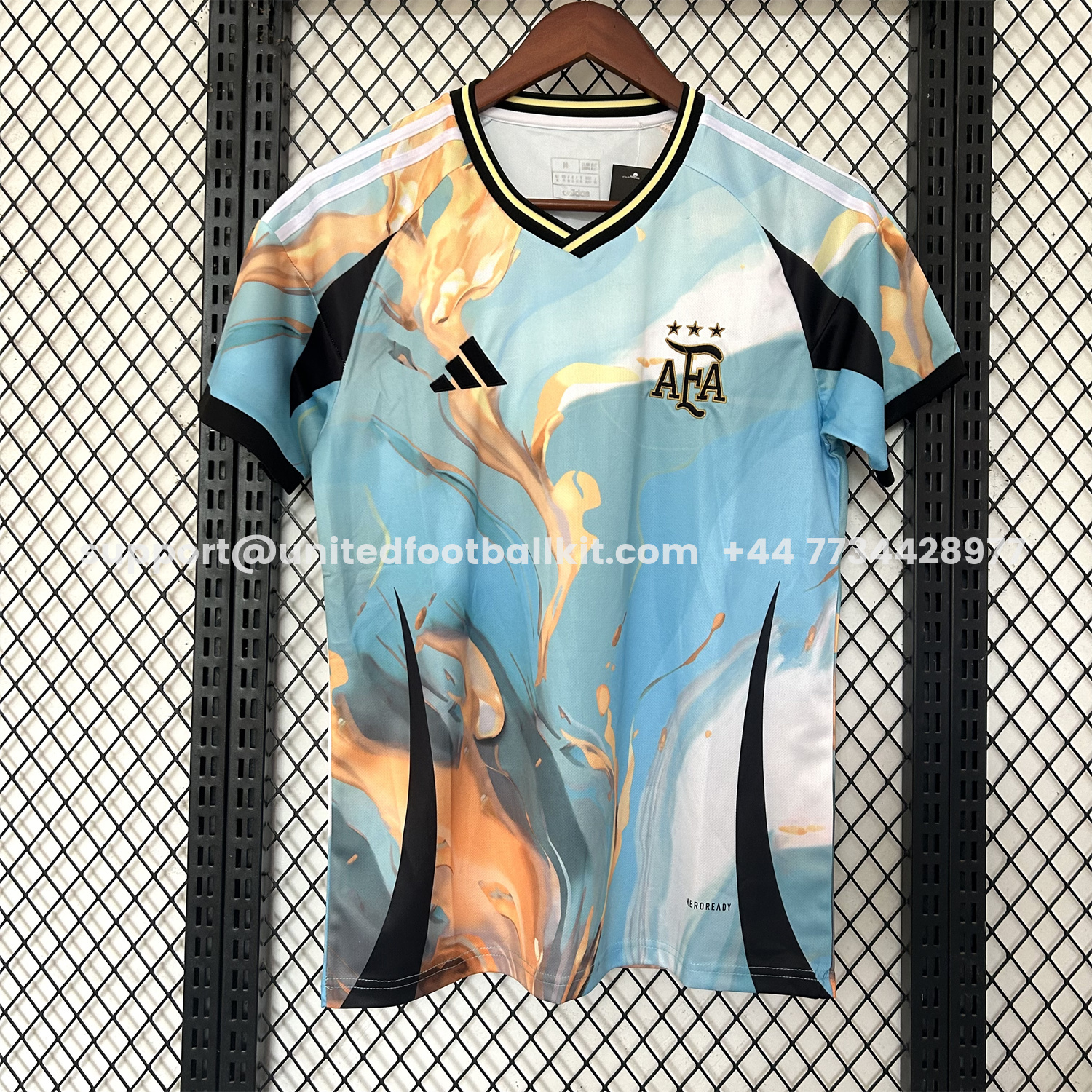 Unitedfootballkit.com | Argentina 25-26 Blue and Gold Marble Pattern Special Jersey - Fans Version -Customize Name, Number and Patch | Worldwide Shipping