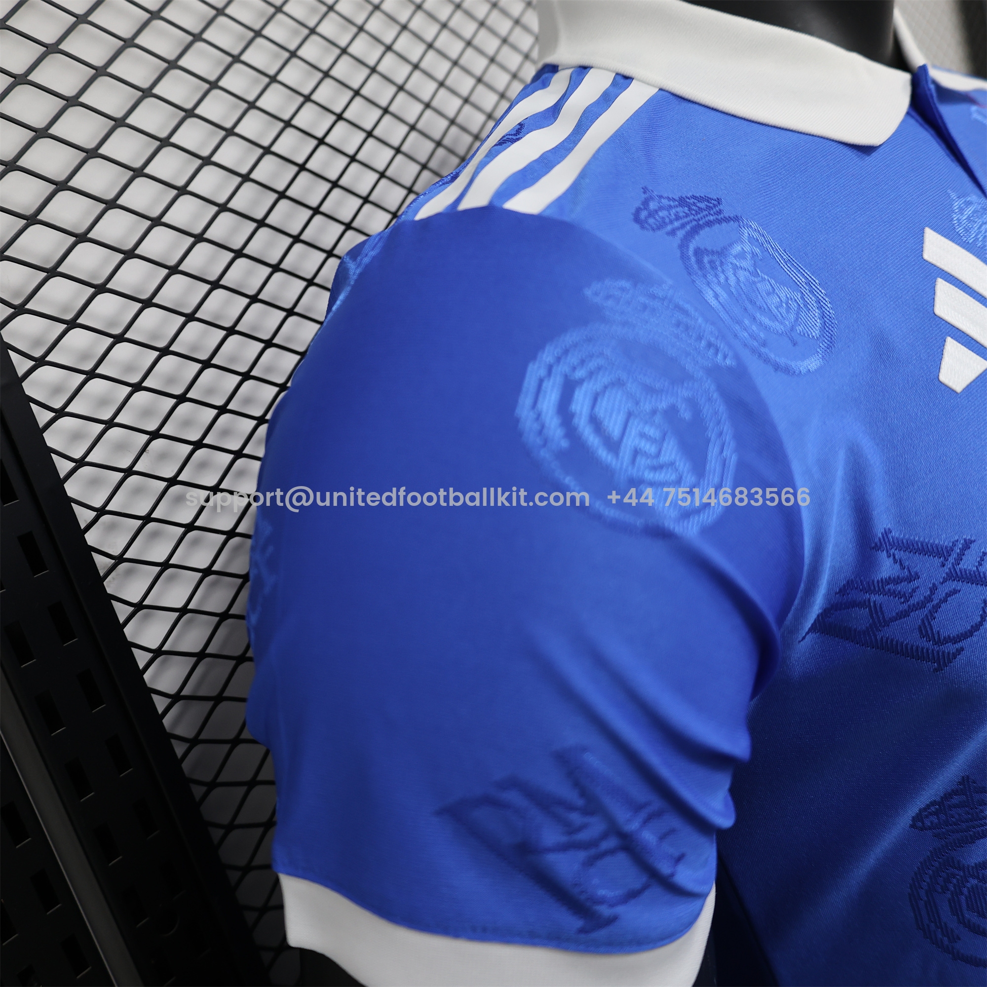 Unitedfootballkit.com | Real Madrid 24-25 Blue LOGO Special Edition Jersey - Player Version -Customize Name, Number and Patch | Worldwide Shipping