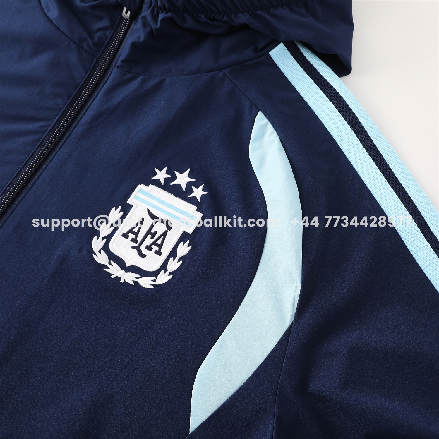 Unitedfootballkit.com | Argentina 2026 Hooded Windbreaker Training Set - Dark Blue Top & Pants -Customize Name, Number and Patch | Worldwide Shipping