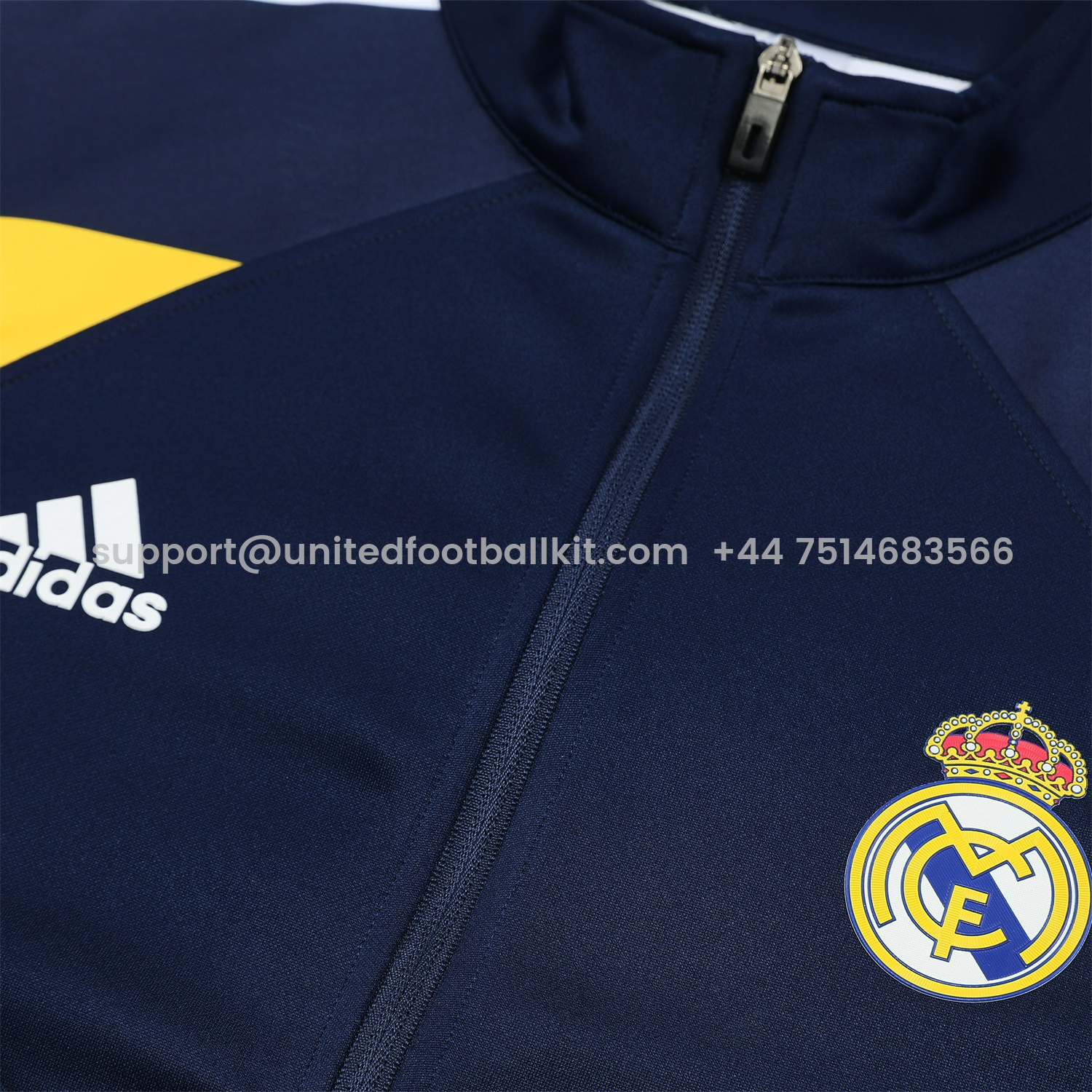 Unitedfootballkit.com | Real Madrid 25-26 Jacket Training Tracksuit - Deep Blue Jackets & Deep Blue Pants -Customize Name, Number and Patch | Worldwide Shipping