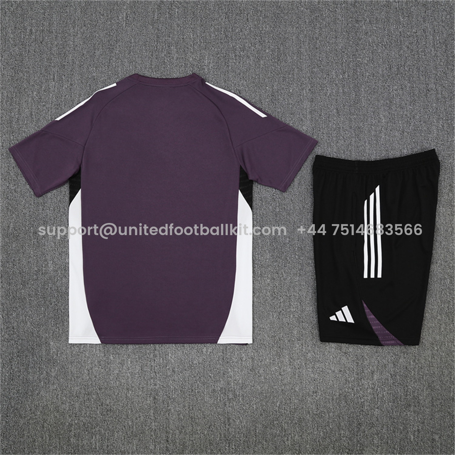 Unitedfootballkit.com | Manchester United 25-26 Short-Sleeve Training Set - Purple Top & Black shorts -Customize Name, Number and Patch | Worldwide Shipping